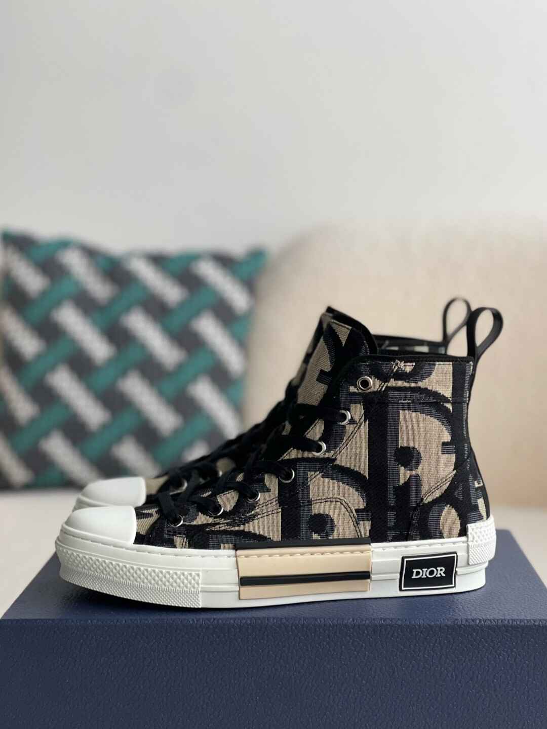 Dior B23 Beige Black High-Top Sneakers - Sneaker Replica Workshop