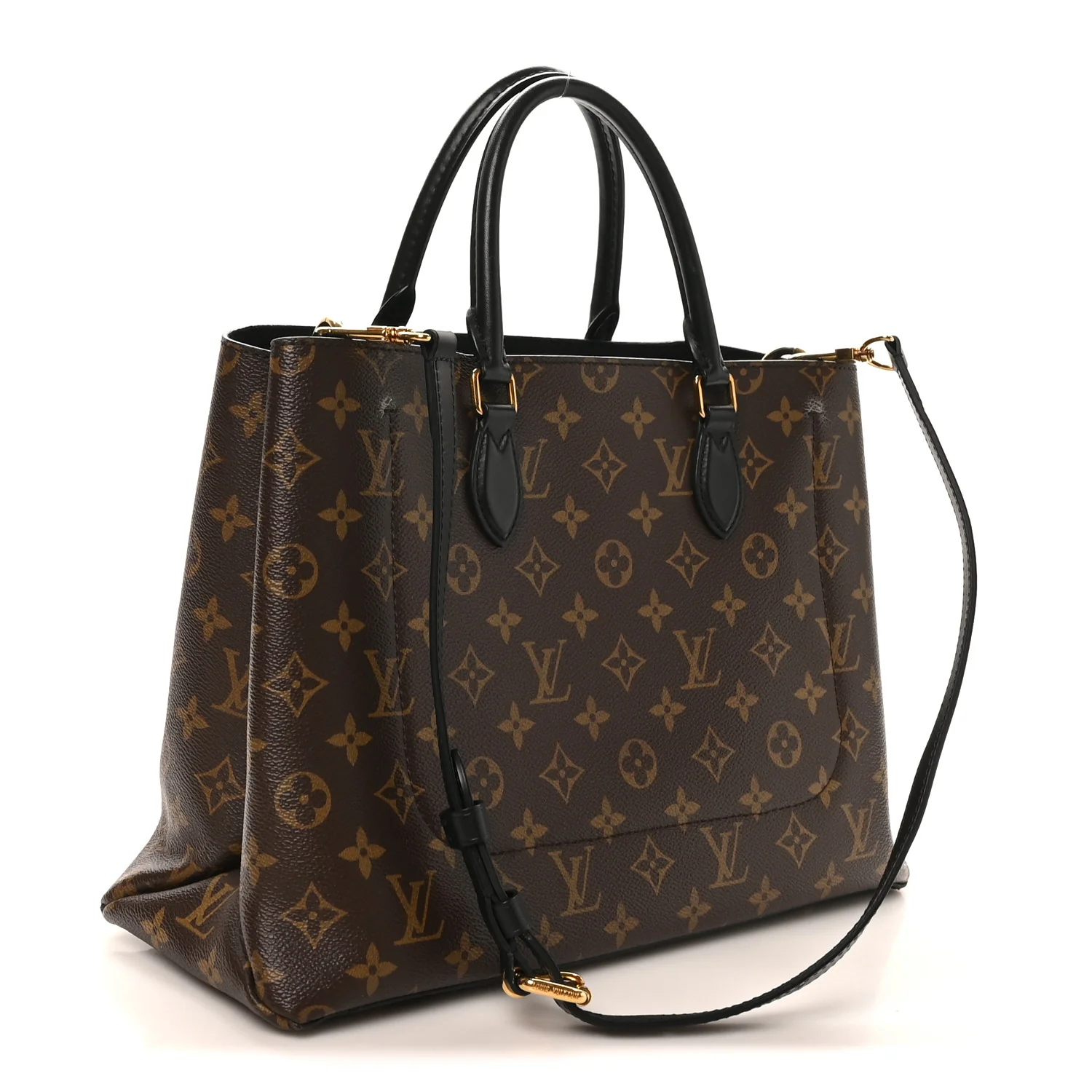 Monogram Flower Tote Black - Top Club