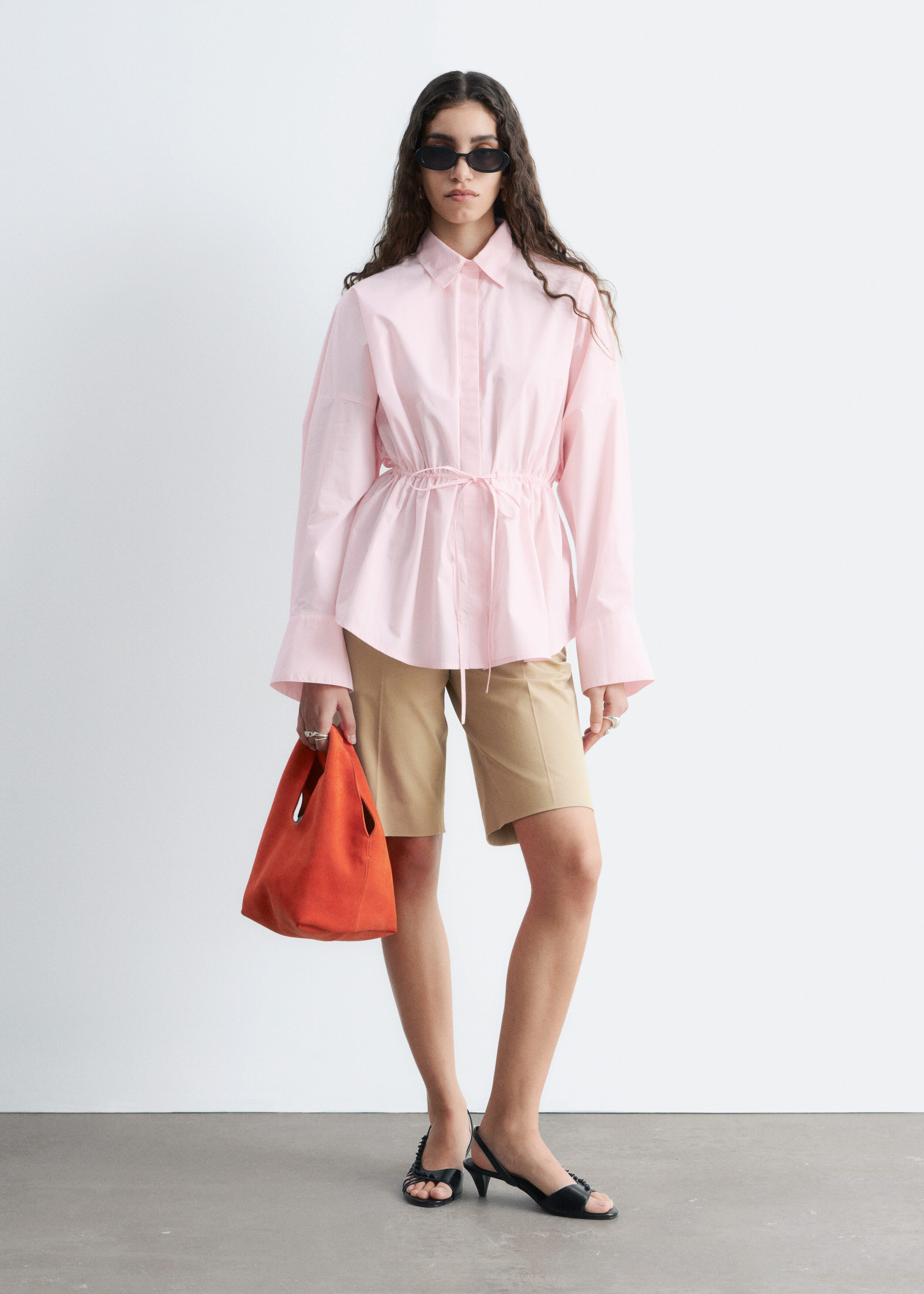 & Other Stories COTTON POPLIN DRAWSTRING SHIRT