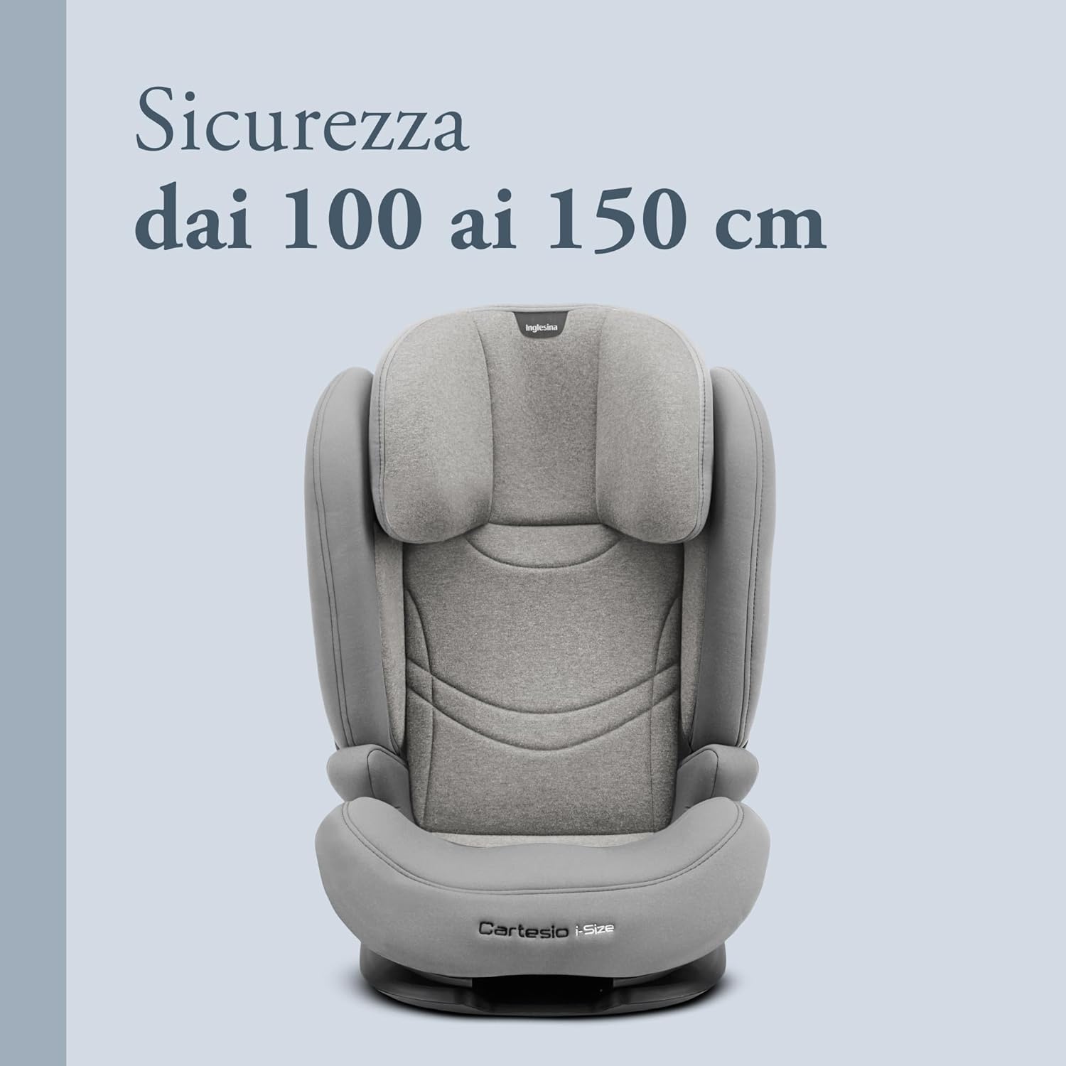 Inglesina Cartesio i-Size Seggiolino Auto, Isofix, per Bambini da 3 a 12 Anni circa, dai 100 ai 150 cm, Moon Grey