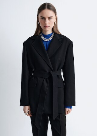& Other Stories WOOL TIE-BELT BLAZER