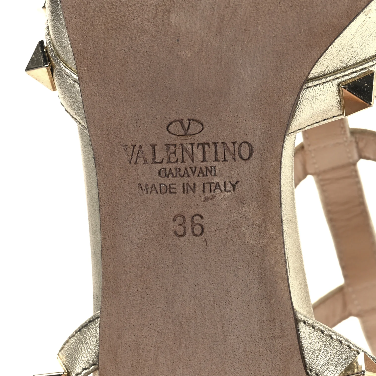Metallic Nappa Rockstud Ankle Strap 65mm Pumps 36 Gold - Top Club