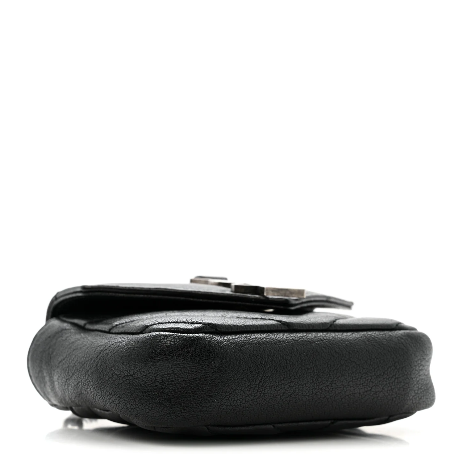 Sheepskin Matelasse Chevron Monogram Mini College Bag Black - Top Club