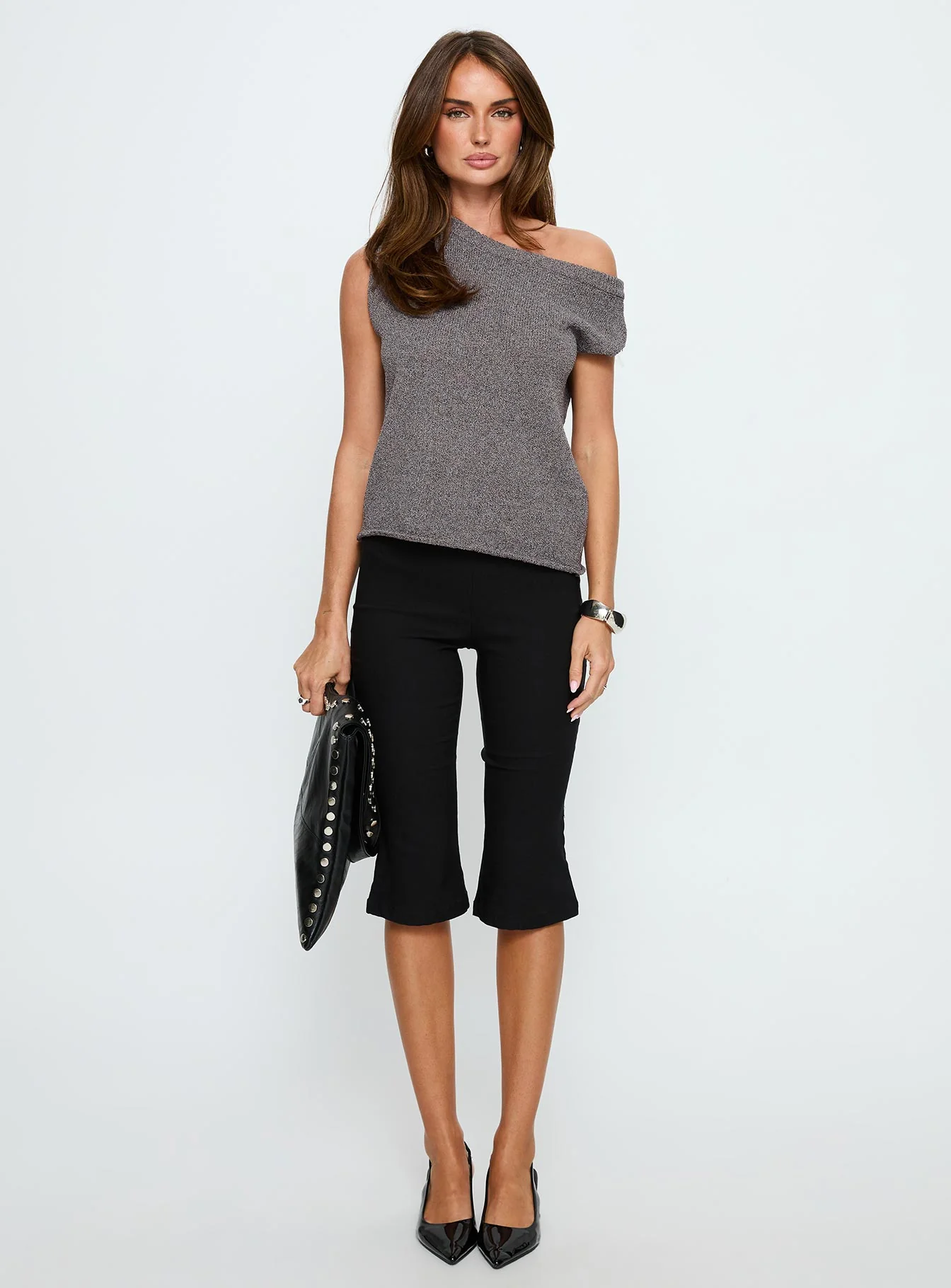 Ashfield Off Shoulder Top Dark Grey