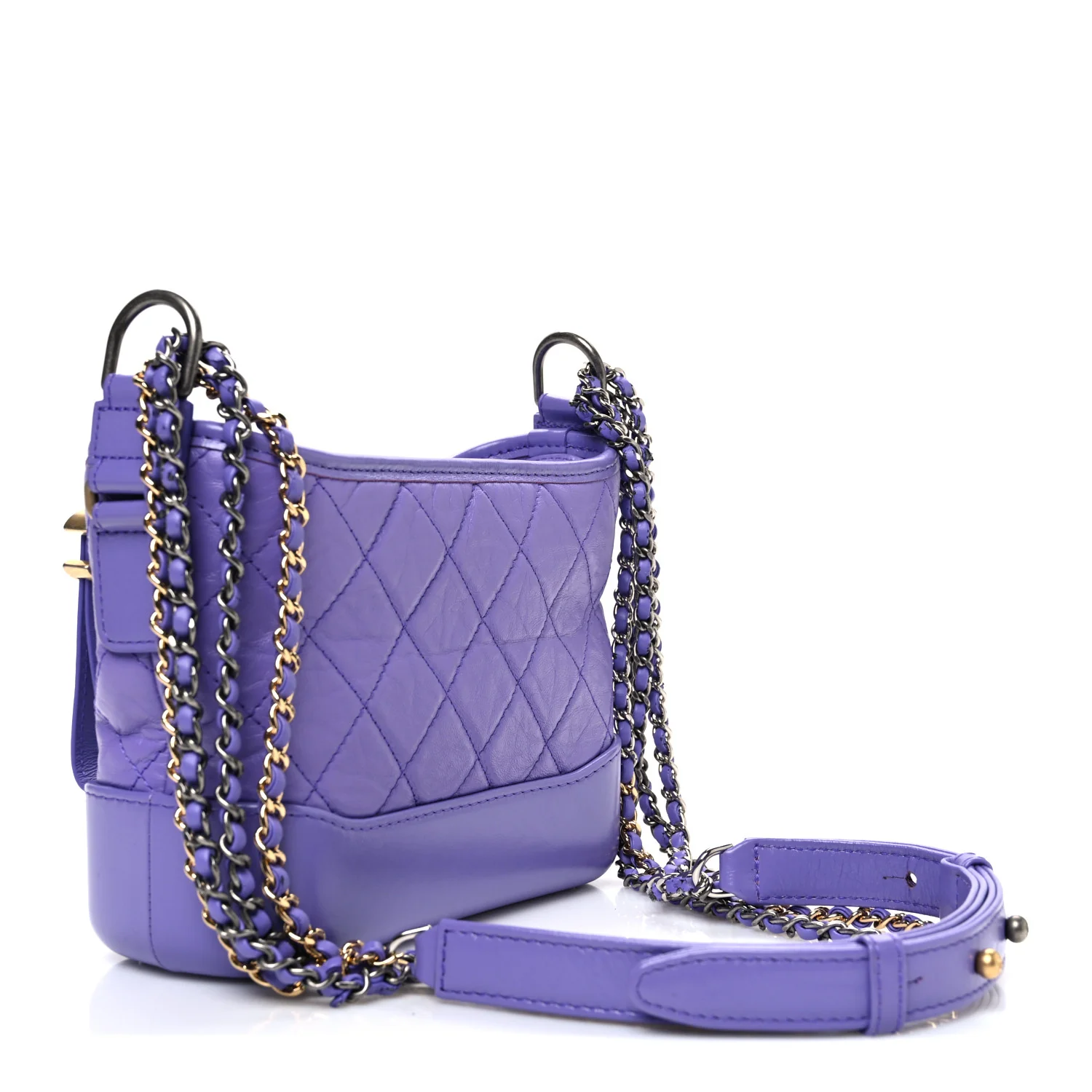 Aged Calfskin Quilted Small Gabrielle Hobo Purple - Top Club