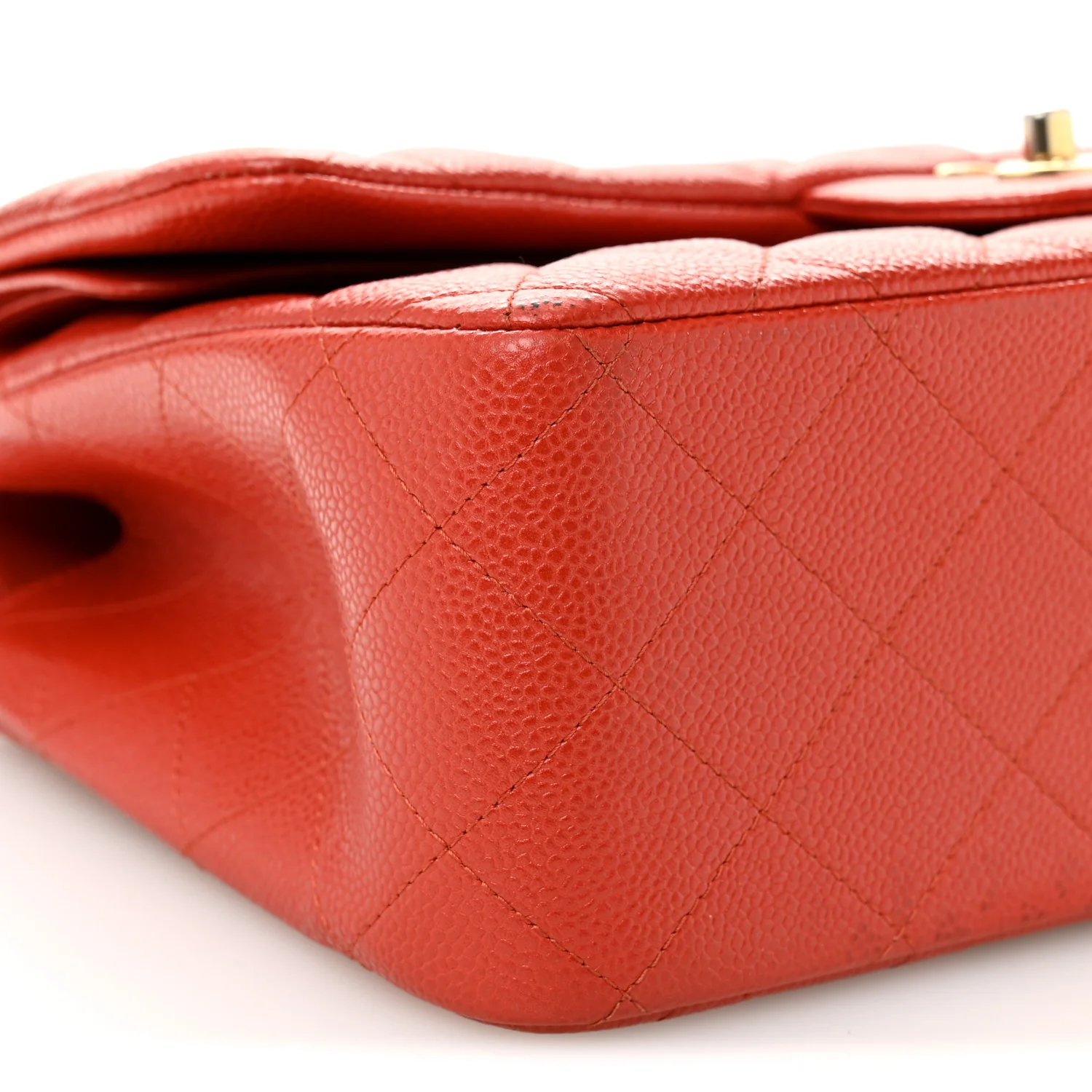 Pearly Caviar Quilted Jumbo Double Flap Orange - Top Club