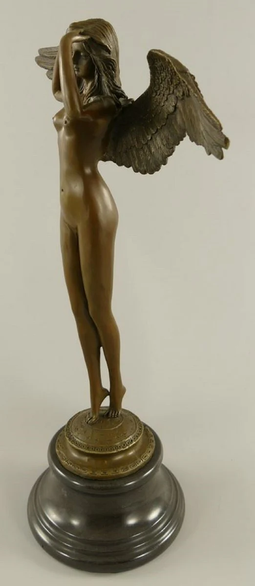 Luxury Art Nouveau decorative sculpture angel bronze / black 38 x 20 x H. 57 cm - Bronze figure with marble base - Baroque & Art Nouveau bronze sculptures