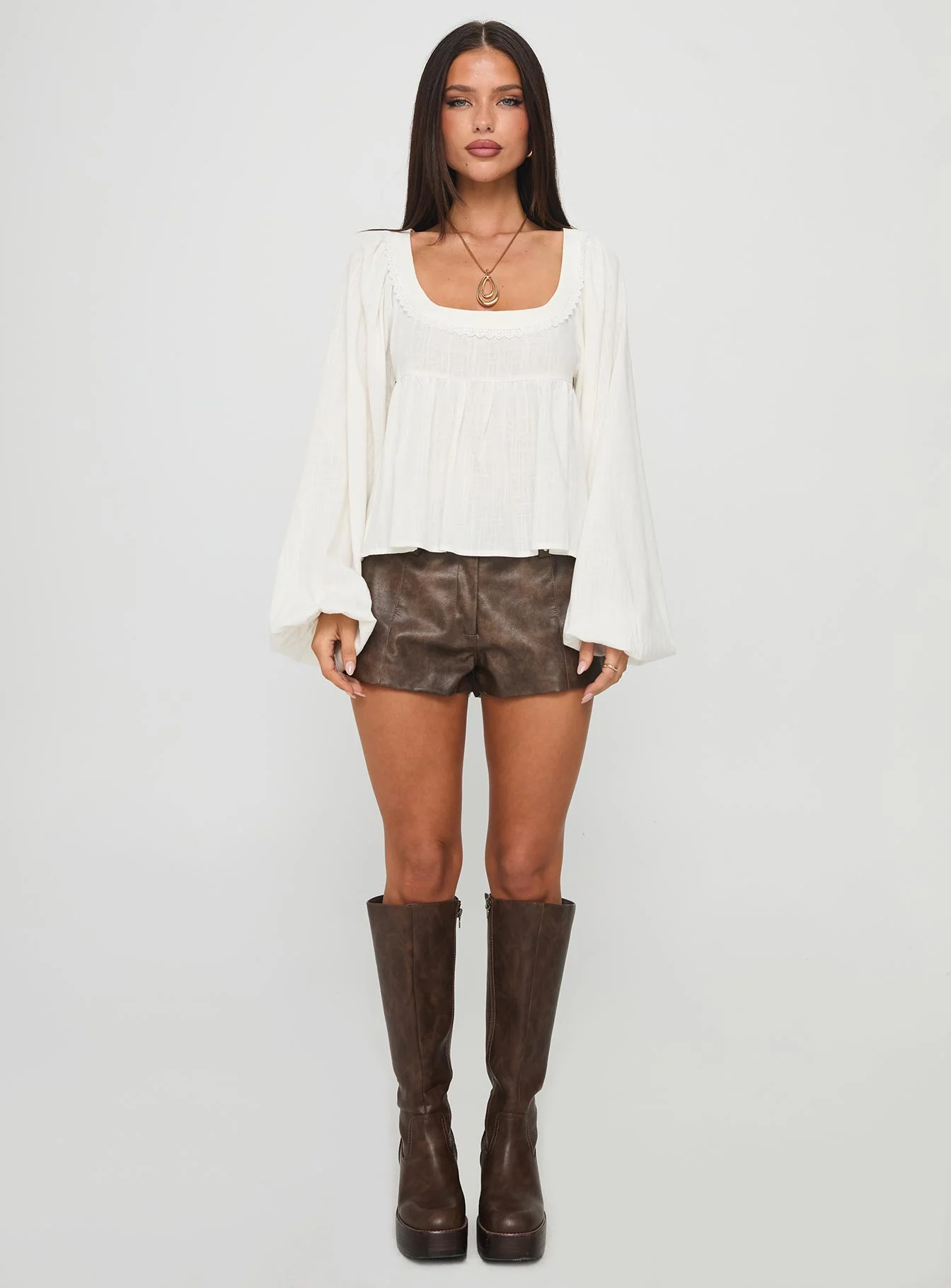 Benjie Long Sleeve Top White