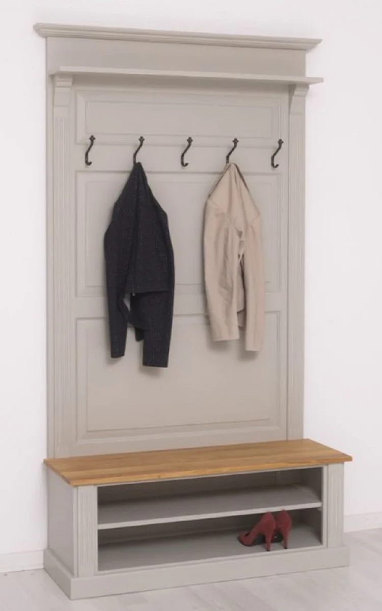 Country house style solid wood wardrobe gray / natural colors 120 x 41 x H. 210 cm - wall wardrobe - hallway cabinet - hallway furniture - wardrobe furniture - country house style furniture