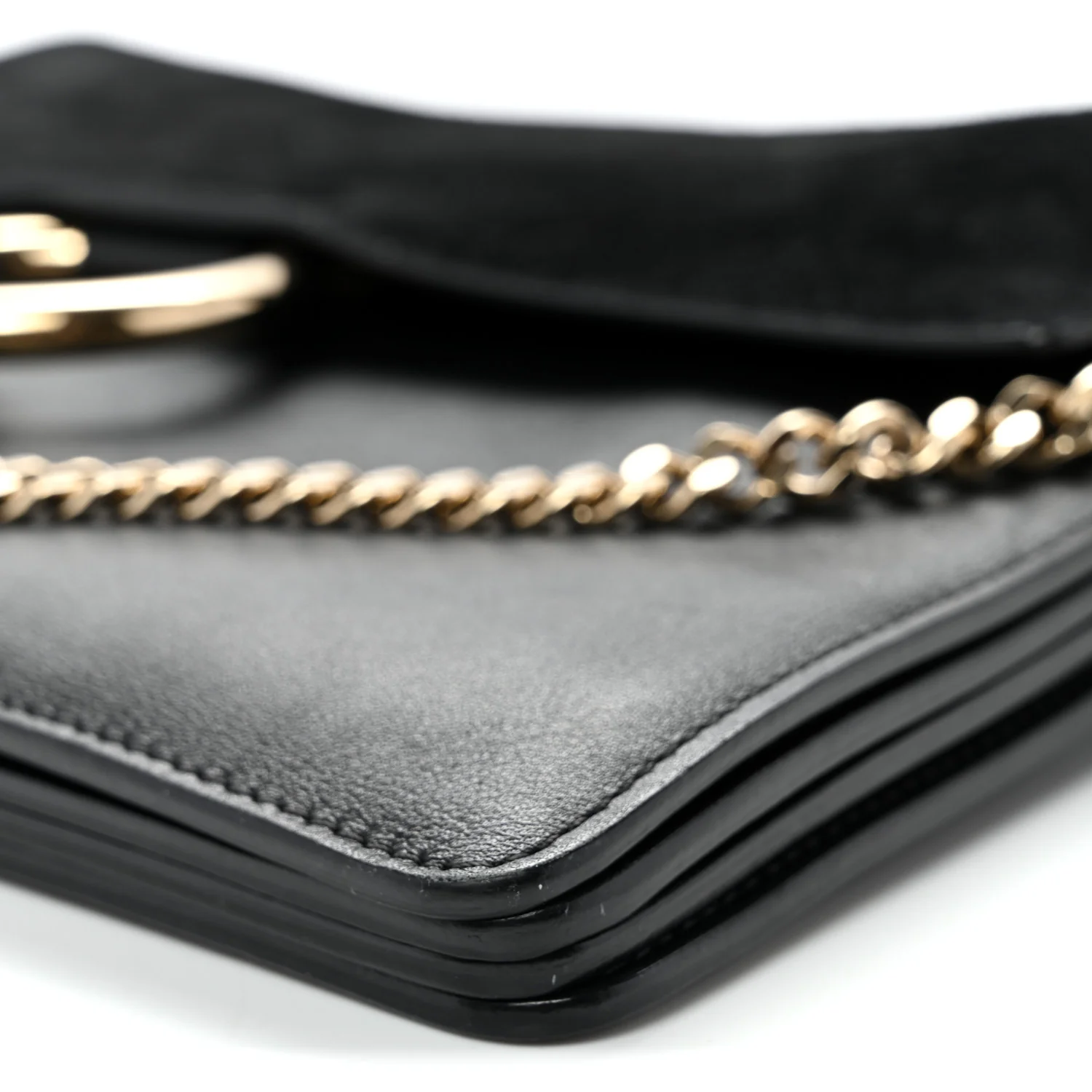 Suede Calfskin Medium Faye Shoulder Bag Black - Top Club