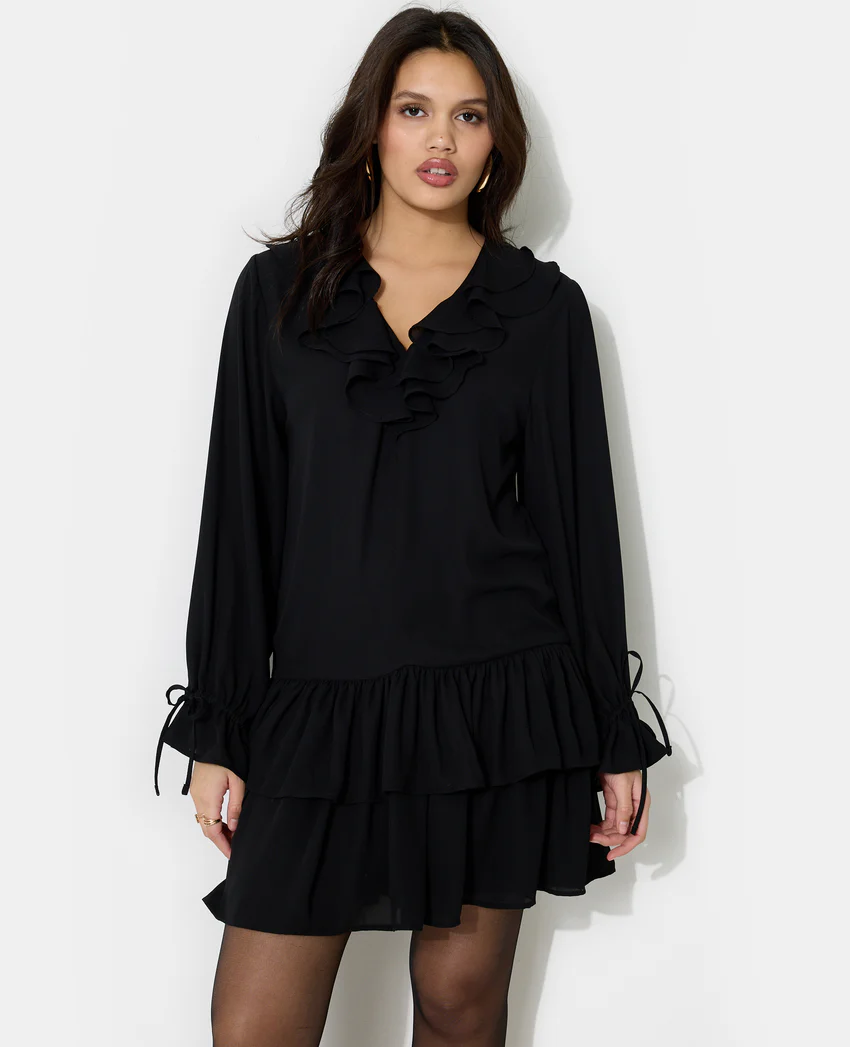 Pimkie Robe à volants manches longues encolure V