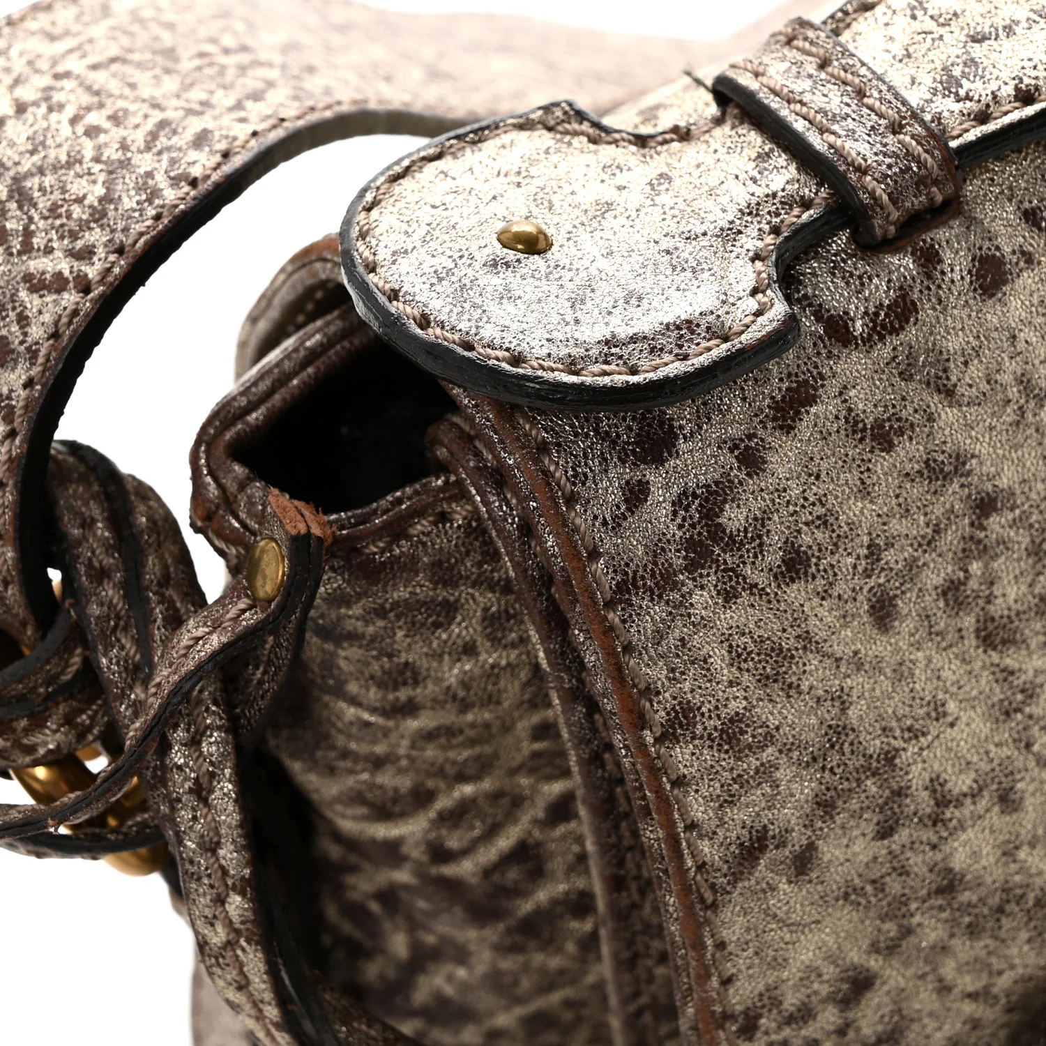Metallic Pebbled Lambskin Paddington Satchel Grey - Top Club