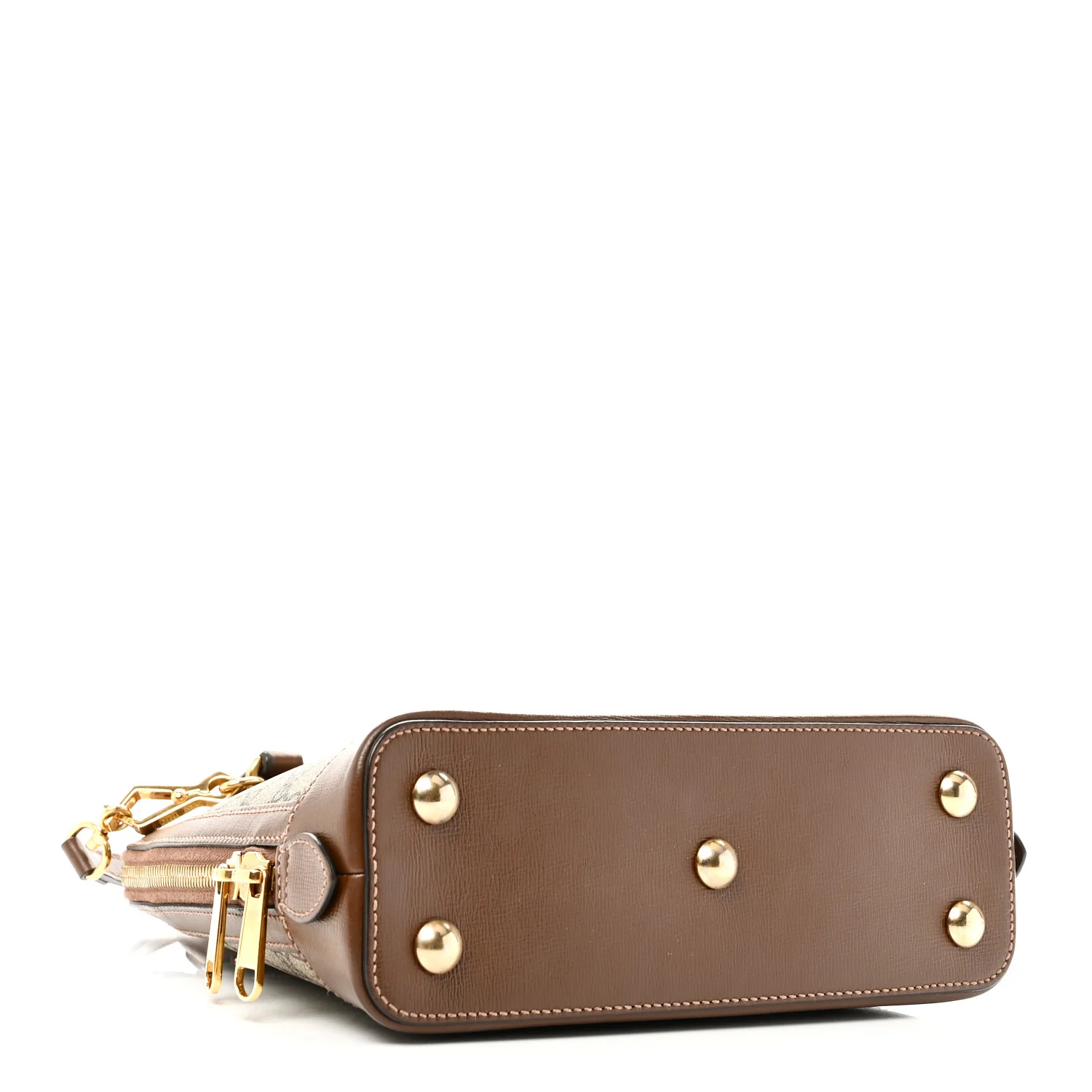 GG Supreme Monogram Azalea Calfskin Small Horsebit 1955 Top Handle Bag Beige Ebony Brown Sugar - Top Club