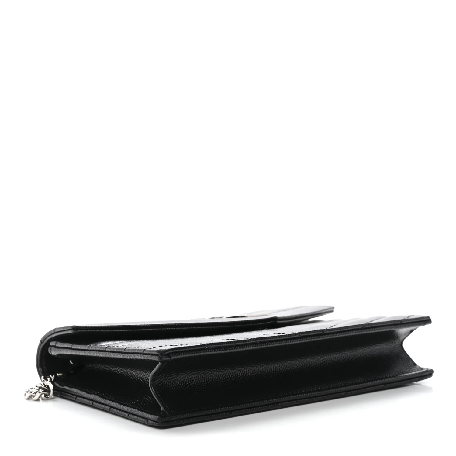 Grain De Poudre Matelasse Chevron Monogram Envelope Chain Wallet Black - Top Club