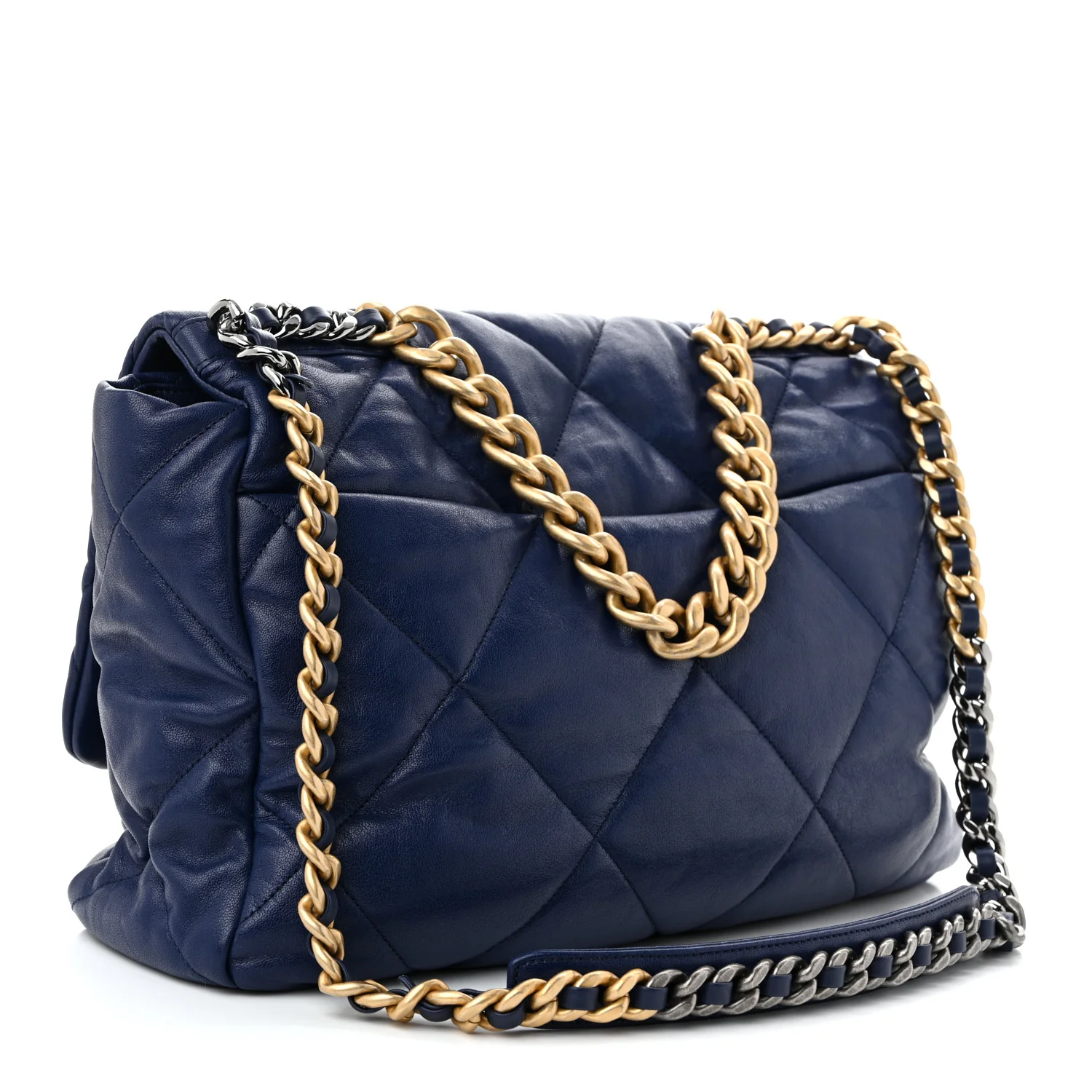 Goatskin Quilted Maxi Chanel 19 Flap Dark Blue - Top Club