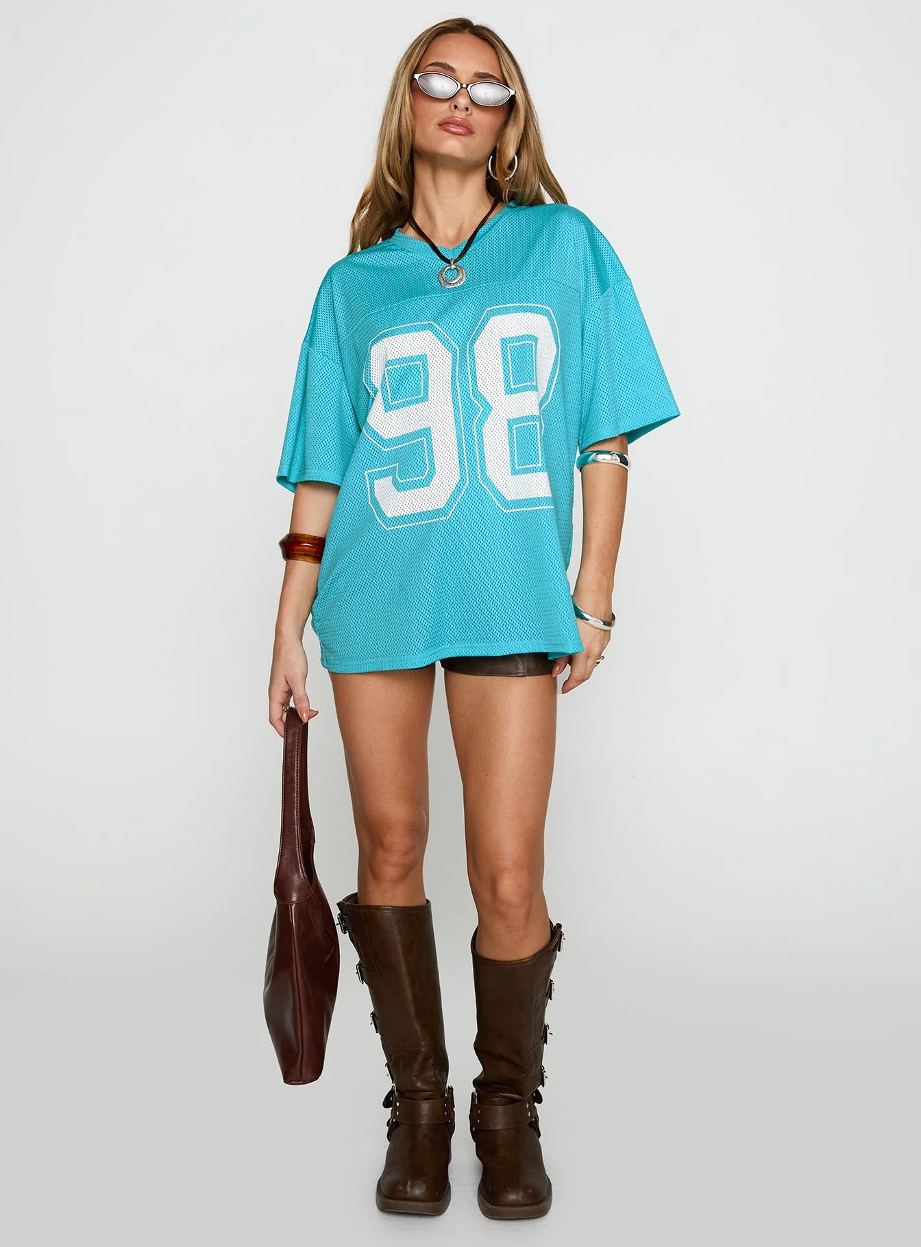 98 Sports Oversized Graphic Tee Blue