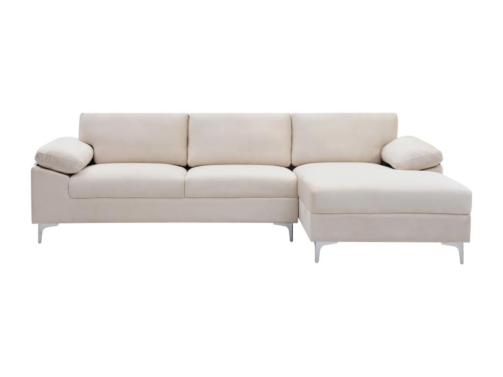Sofá de esquina derecho de terciopelo beige FIDOGA