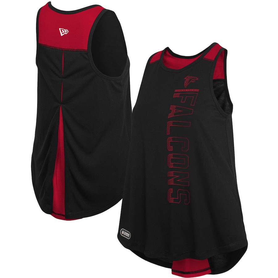 Women's Atlanta Falcons New Era Black/Red Combine Authentic Over The Top Tank Top Women's Atlanta Falcons New Era Black/Red Combine Authentic Over The Top Tank Top