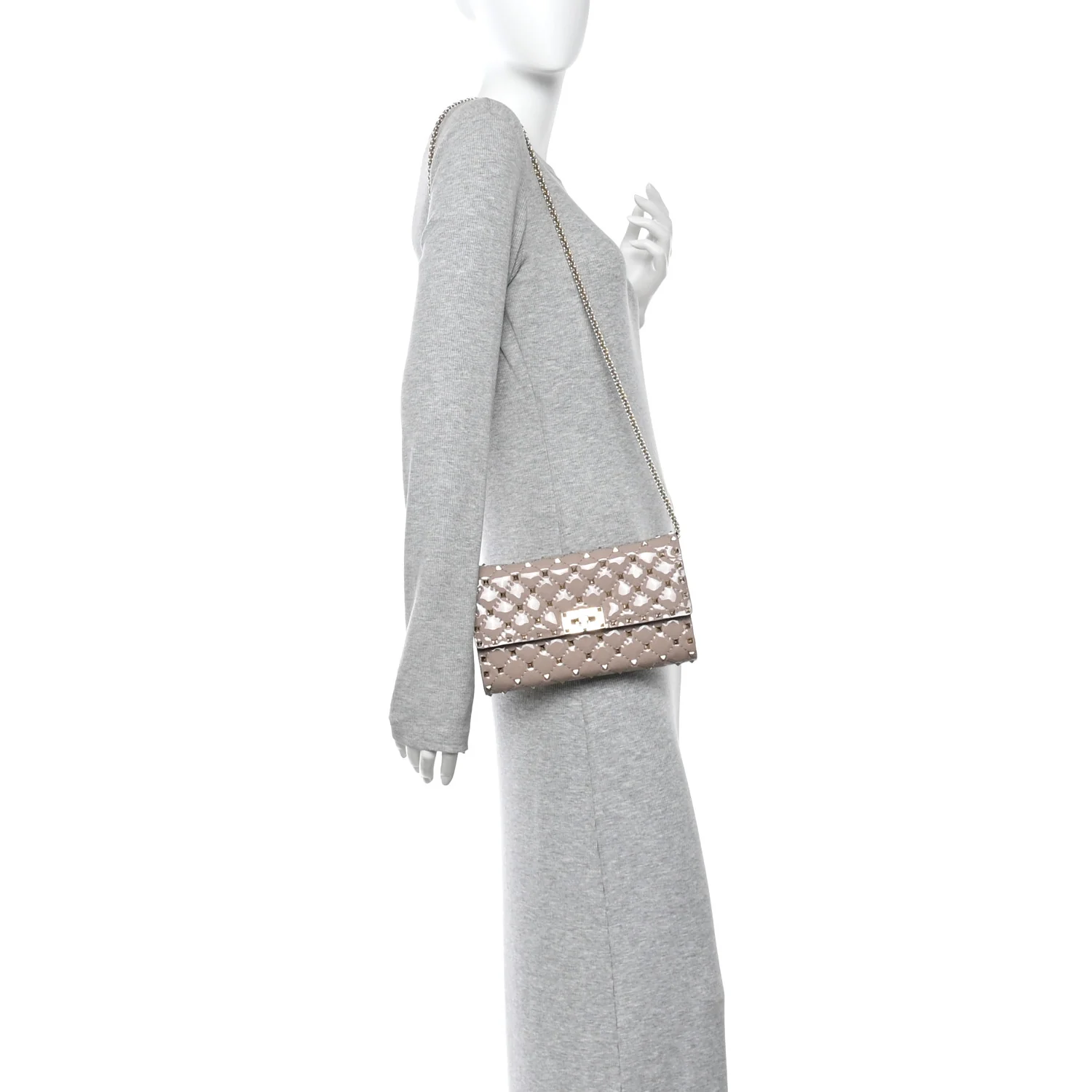 Patent Rockstud Spike Wallet on Chain Poudre