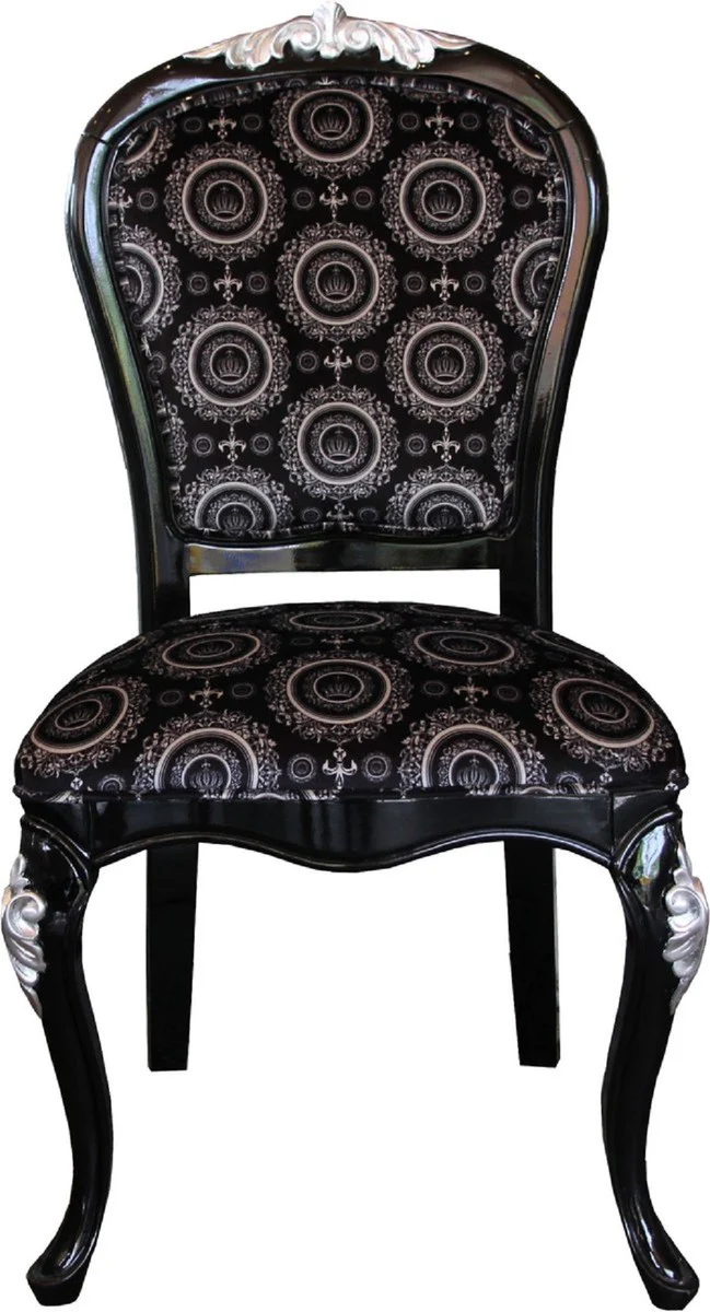 Pompöös by Luxury Baroque Dining Room Chairs with Crown Black / Gold & Black / Silver (4 Chairs) Harald Glööckler Furniture