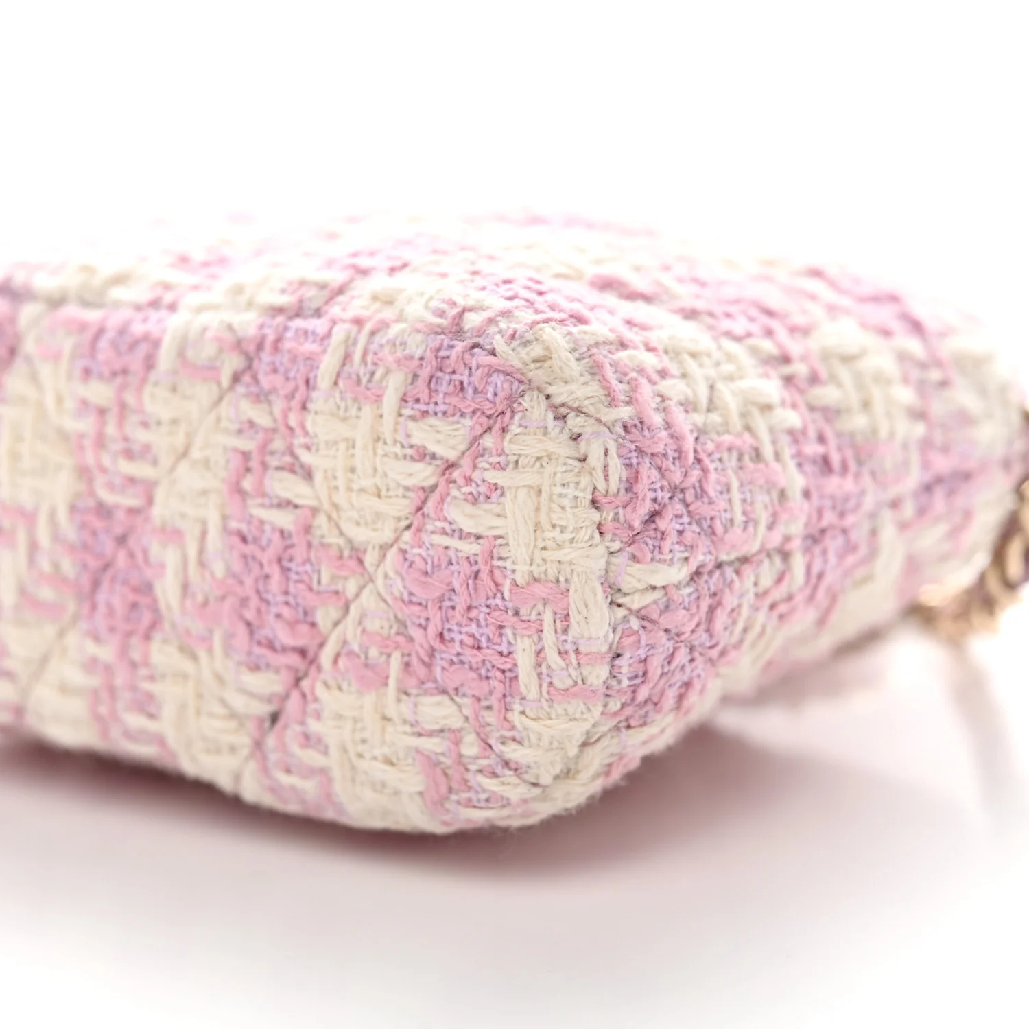Tweed Quilted Mini Clutch With Chain Pink - Top Club