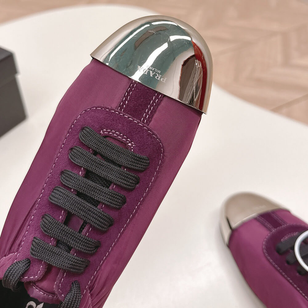 PRADA Collapse Re-Nylon and suede sneakers with metal toecap - Top Club