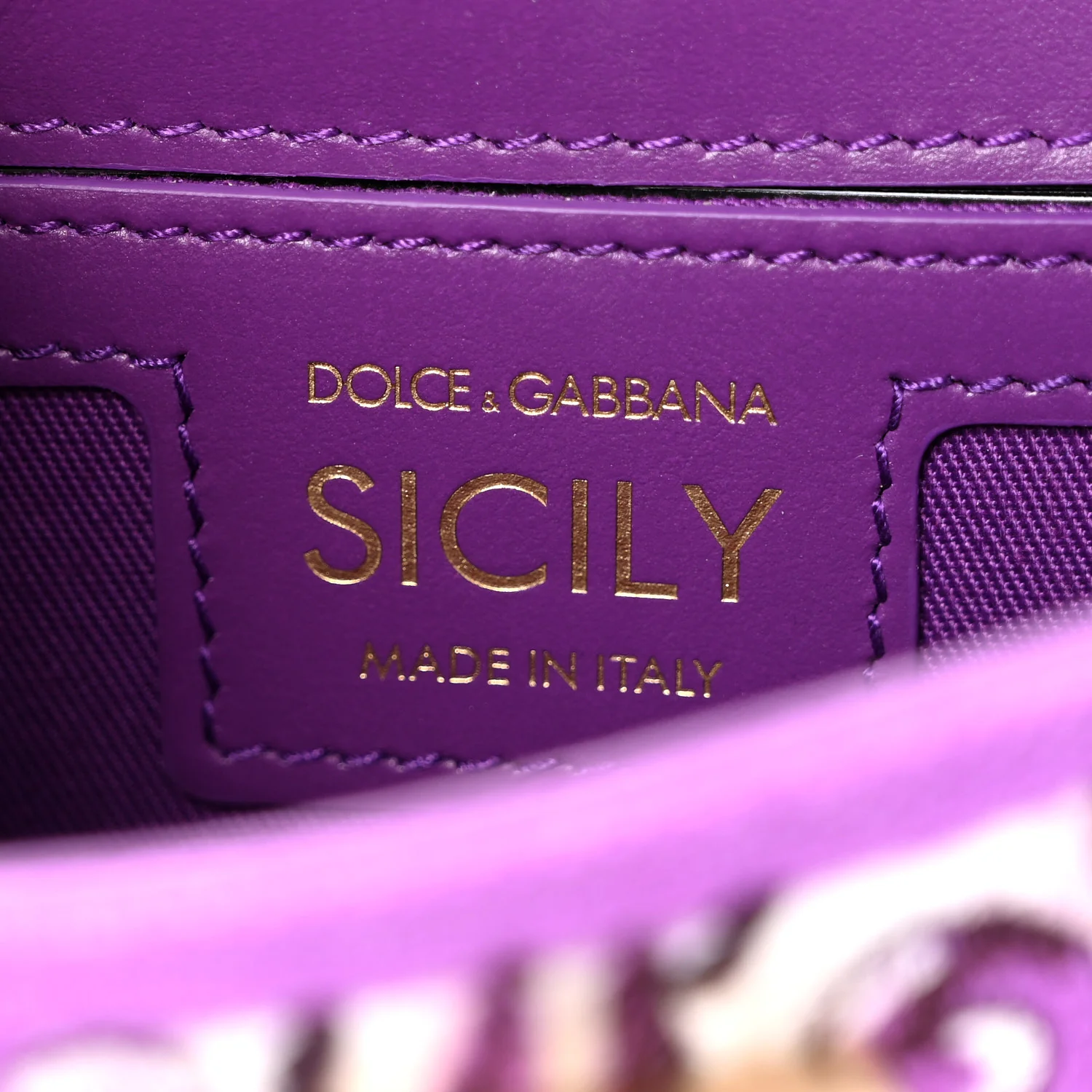 Canvas Embroidery Majolica Small Sicily Handbag Purple - Top Club