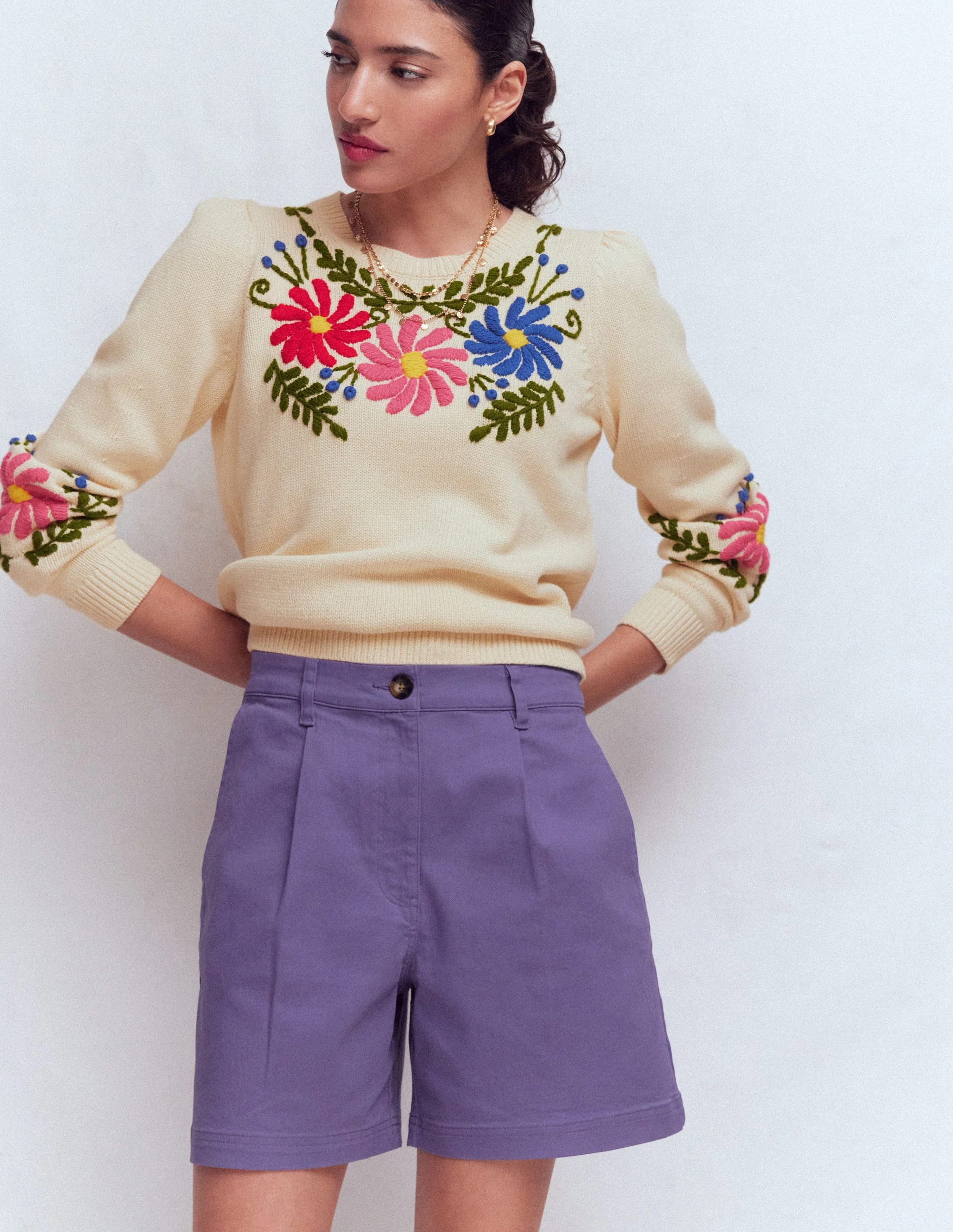 Chinoshorts-Lila Distel