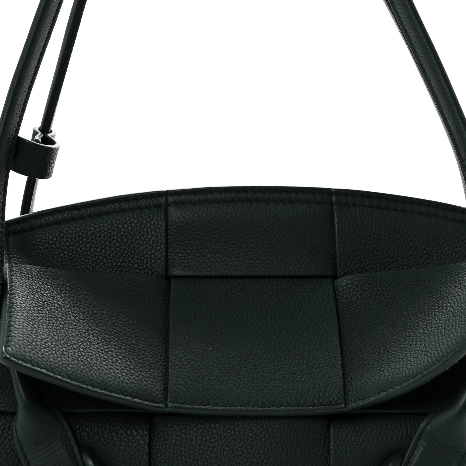 Grained Calfskin Maxi Intrecciato Small Arco Pine Green - Top Club