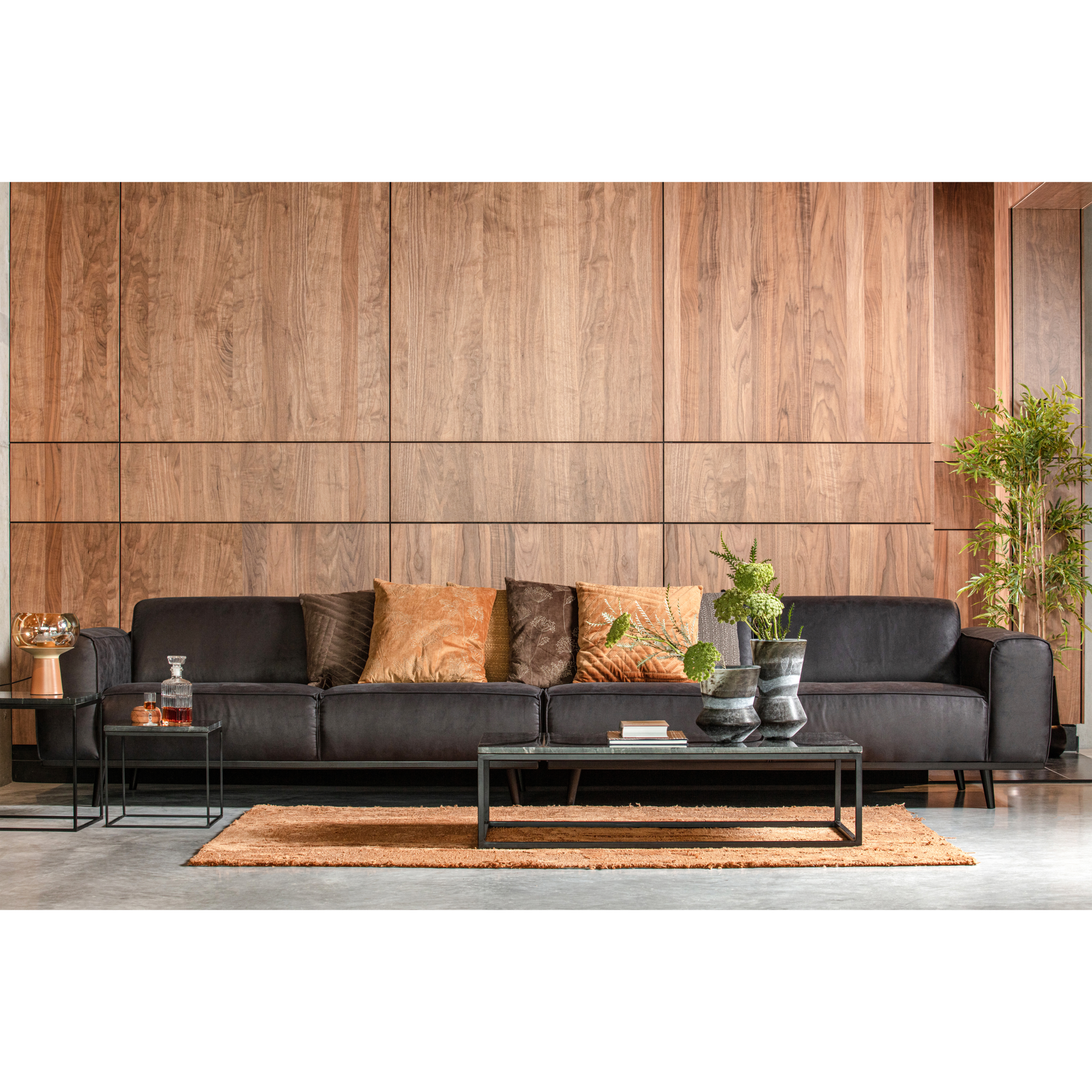 4-zits bank Statement XL Statement XL 4-Zits Bank - 372 cm - Structure Velvet - Wheatfield