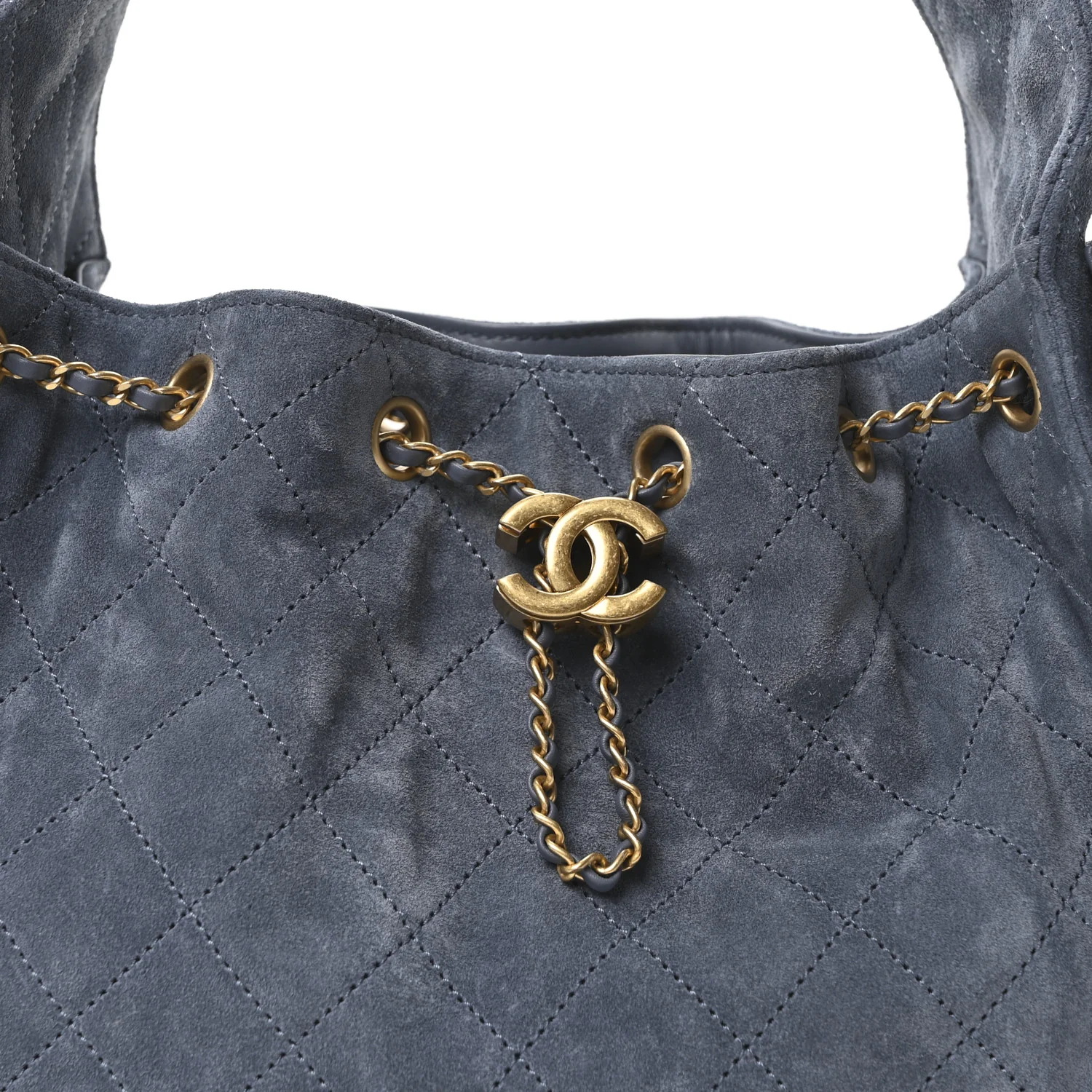 Suede Quilted Small Chanel 25 Handbag Blue - Top Club