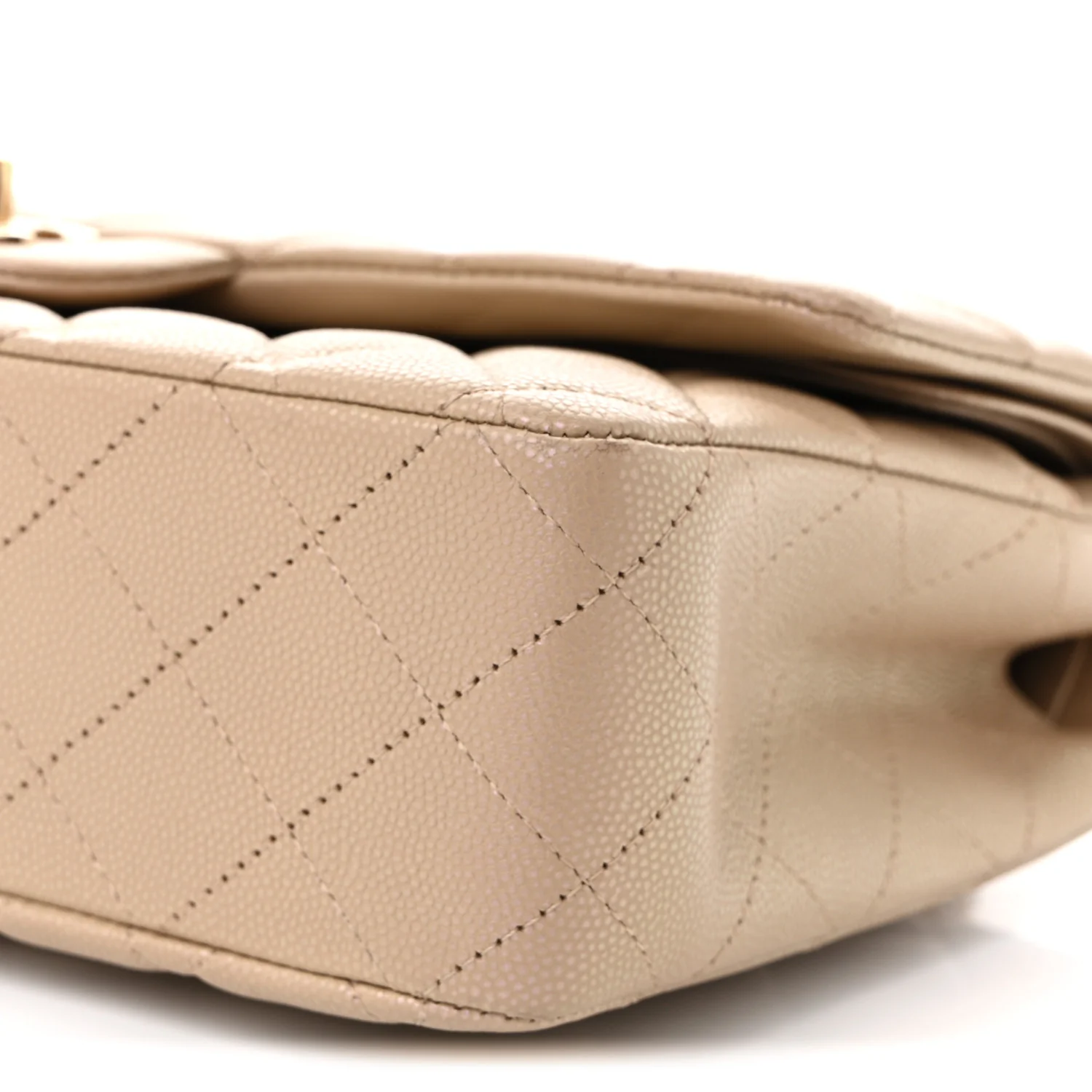 Iridescent Caviar Quilted Medium Double Flap Dark Beige - Top Club