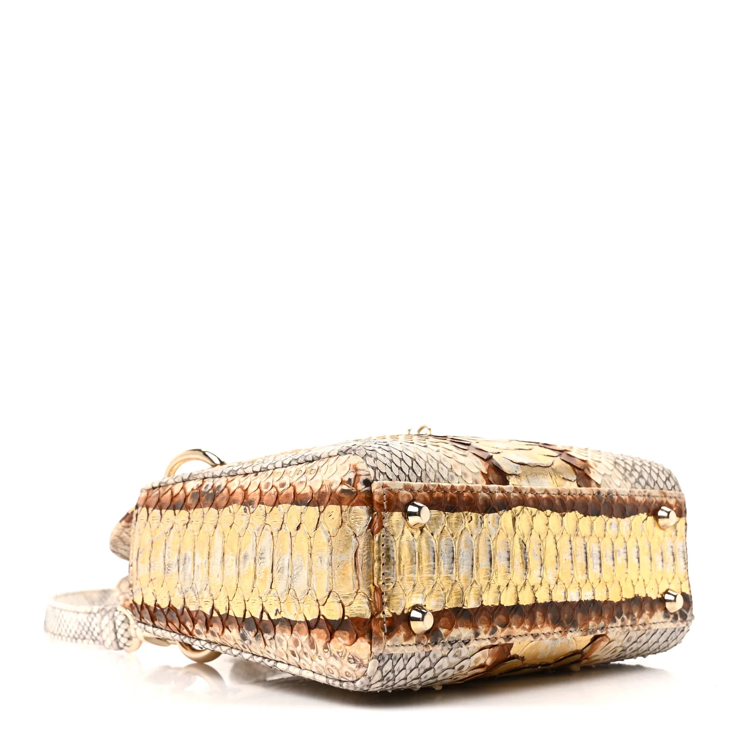 Snakeskin Mini Lady Dior Beige Gold - Top Club