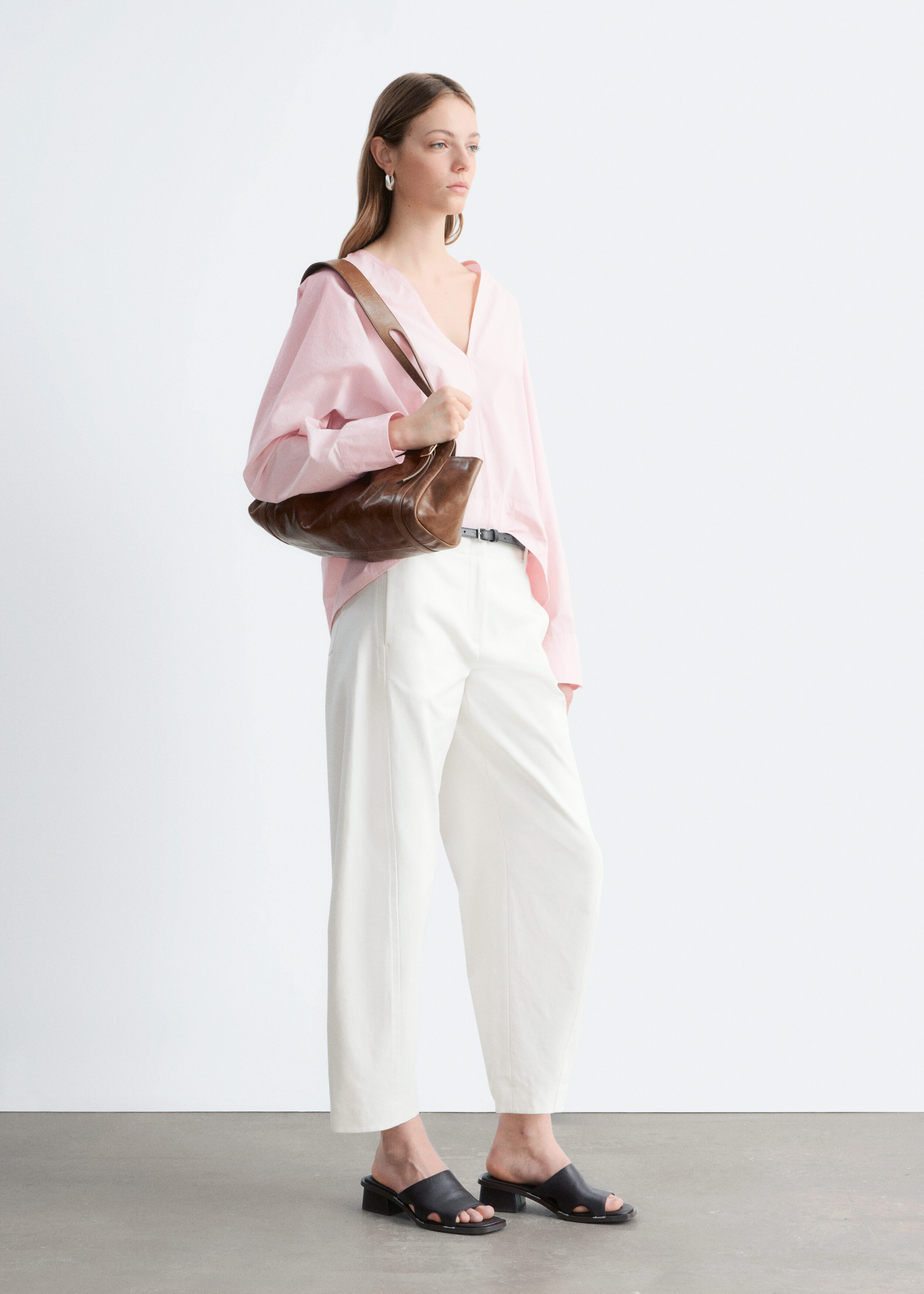 & Other Stories BARREL-LEG COTTON TWILL TROUSERS