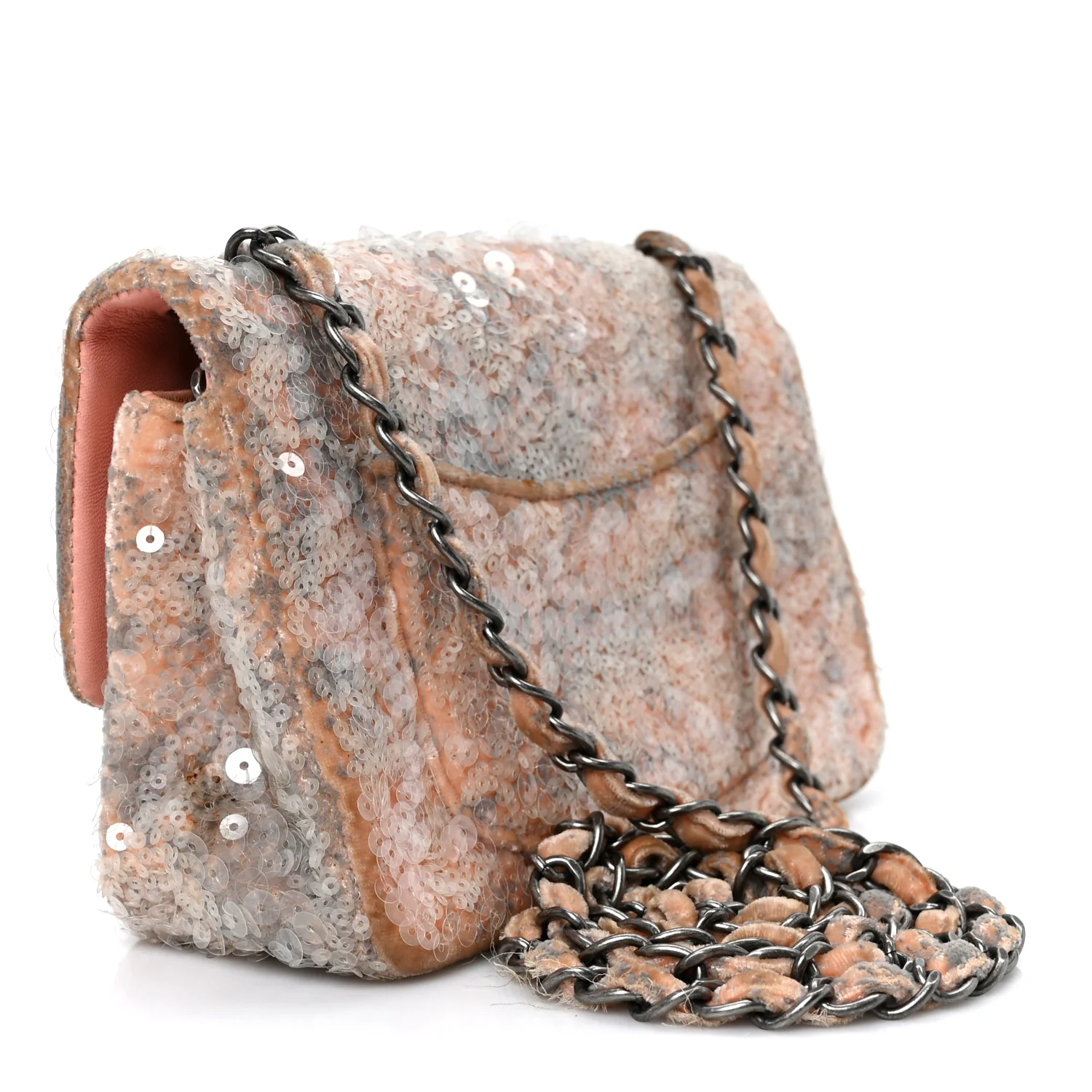 Sequin Mini Flap Light Orange Grey