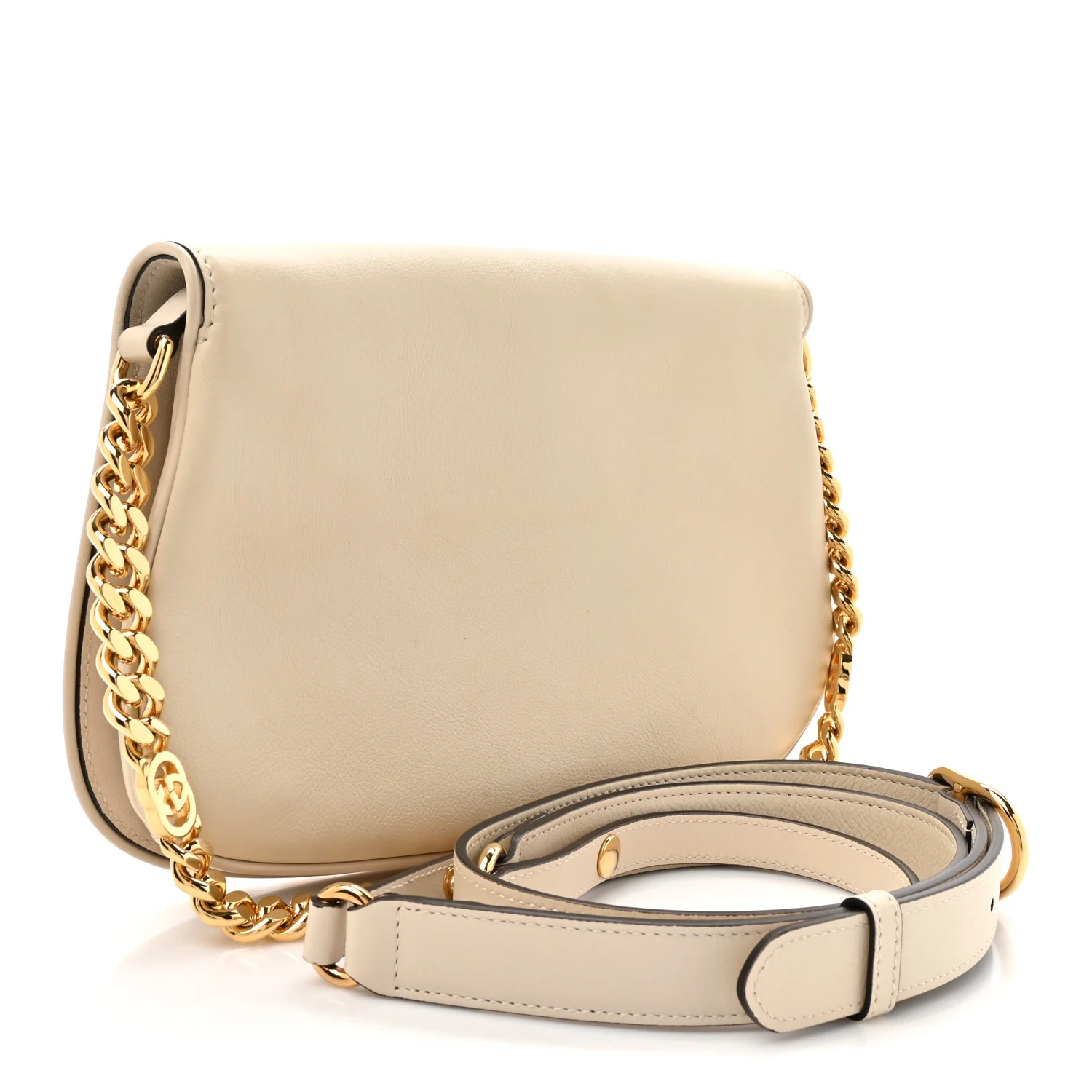Roxy Calfskin Blondie Chain Shoulder Flap Bag Mystic White - Top Club