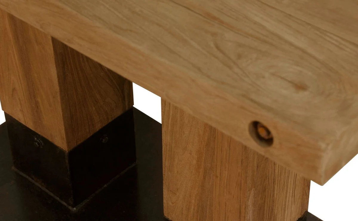 Luxury teak dining table brown / black 110 x 70 x H. 77 cm - Dining room furniture