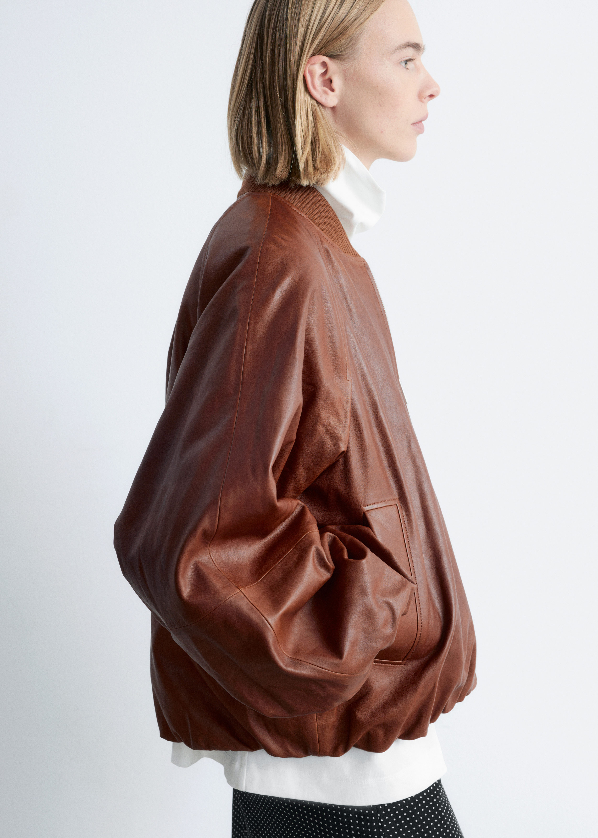 & Other Stories LEATHER BOMBER JACKET