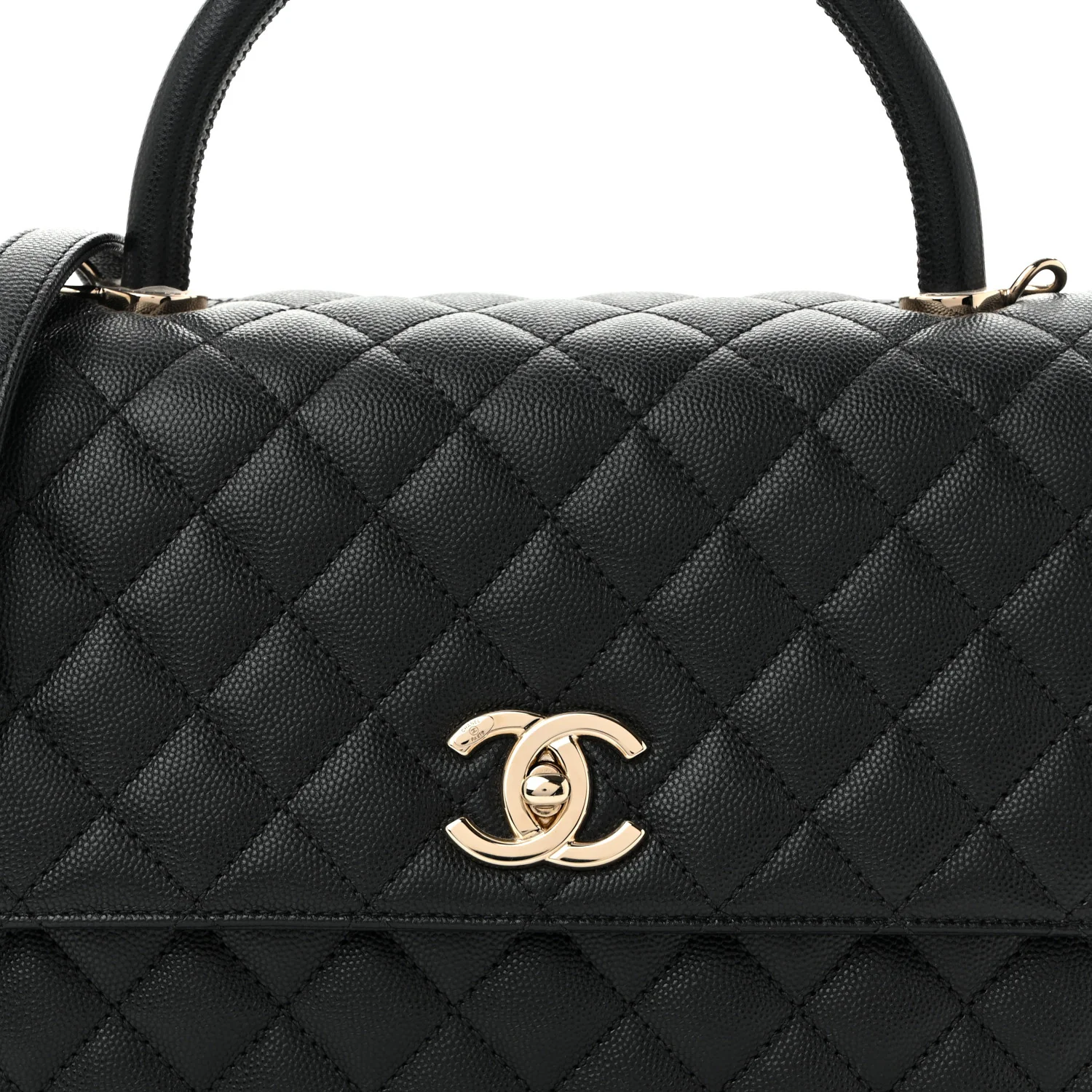 Caviar Quilted Small Coco Handle Flap Black - Top Club