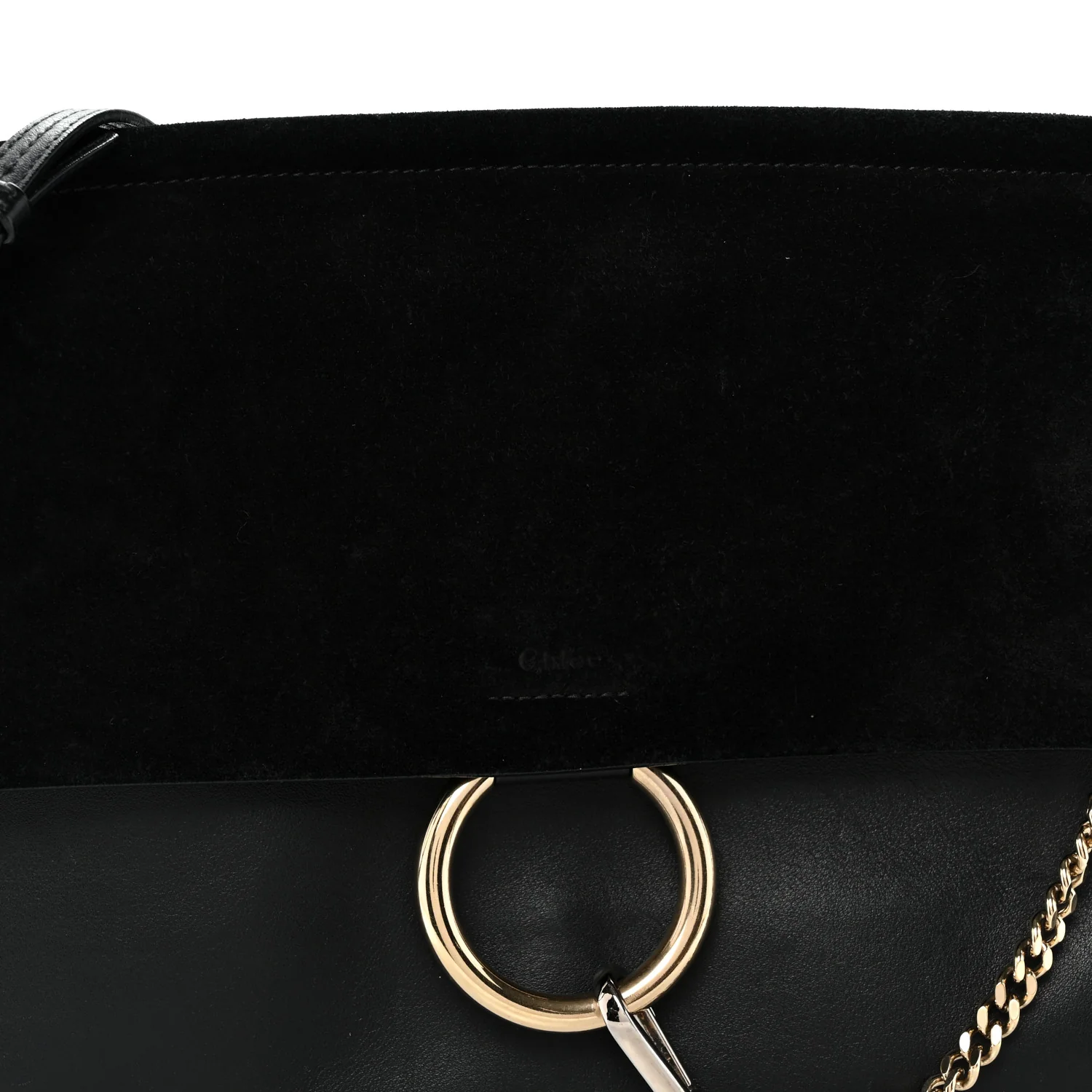 Suede Calfskin Medium Faye Shoulder Bag Black - Top Club