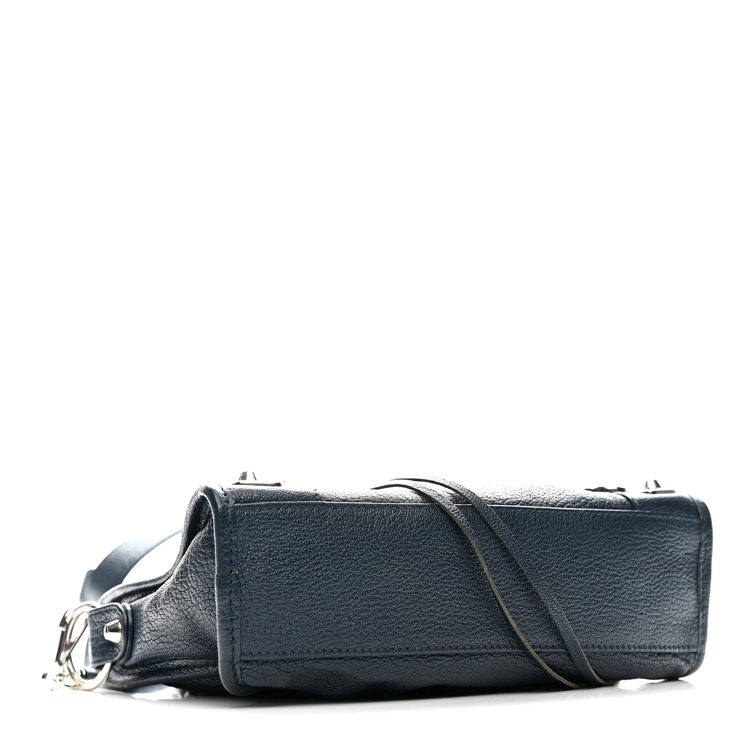 Chevre Silver Metallic Edge Hardware Mini City Bleu de Minuit - Top Club