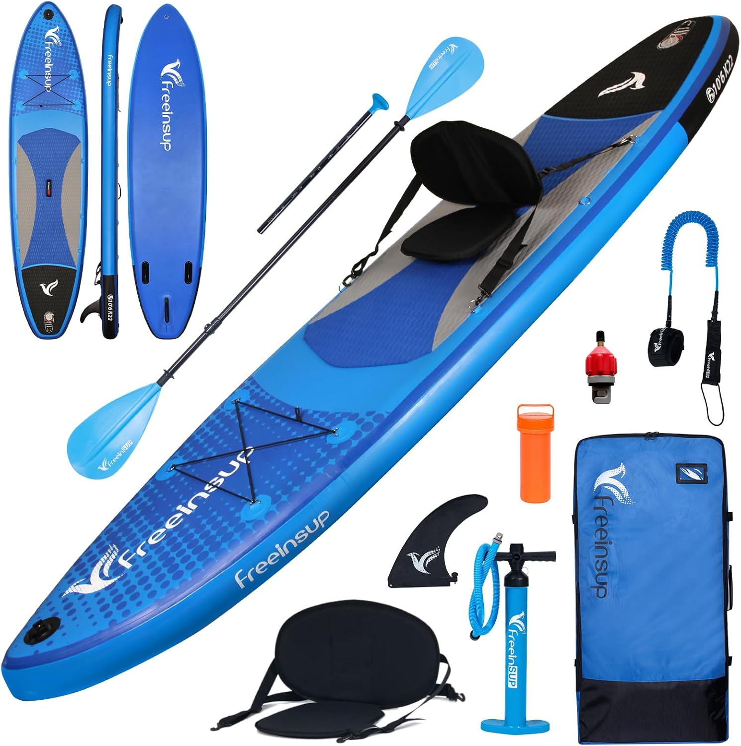 freein Tavola da SUP gonfiabile da 15,2 cm di spessore, tutti gli accessori, varie misure 3,2 m, 3,2 m, 3,4 m, 3,4 m, 3,4 m, 3,4 m