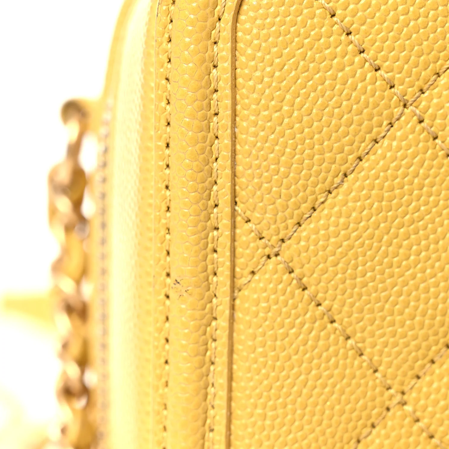 Caviar Quilted Small CC Filigree Vanity Case Yellow - Top Club