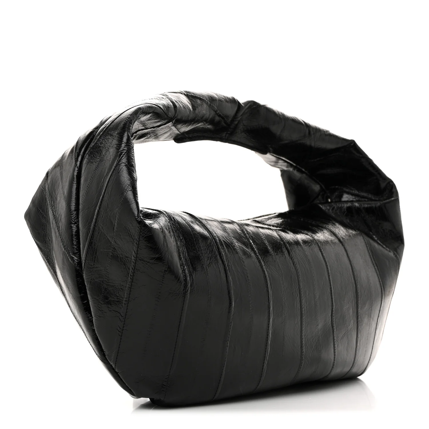 Glossy Calfskin Eelskin Embossed Medium Olivia Hobo Black - Top Club