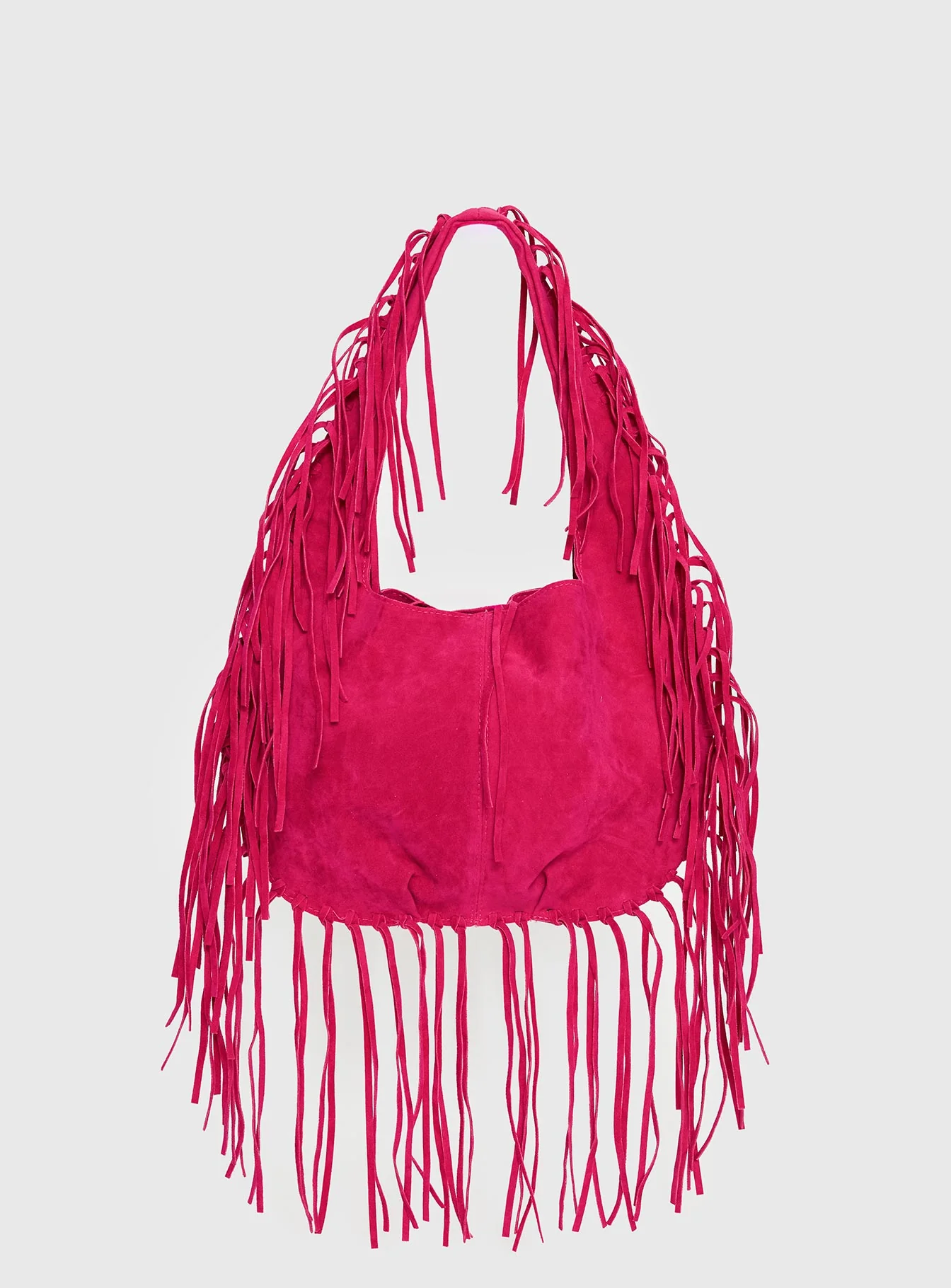 Currents Faux Suede Tassel Shoulder Bag Pink
