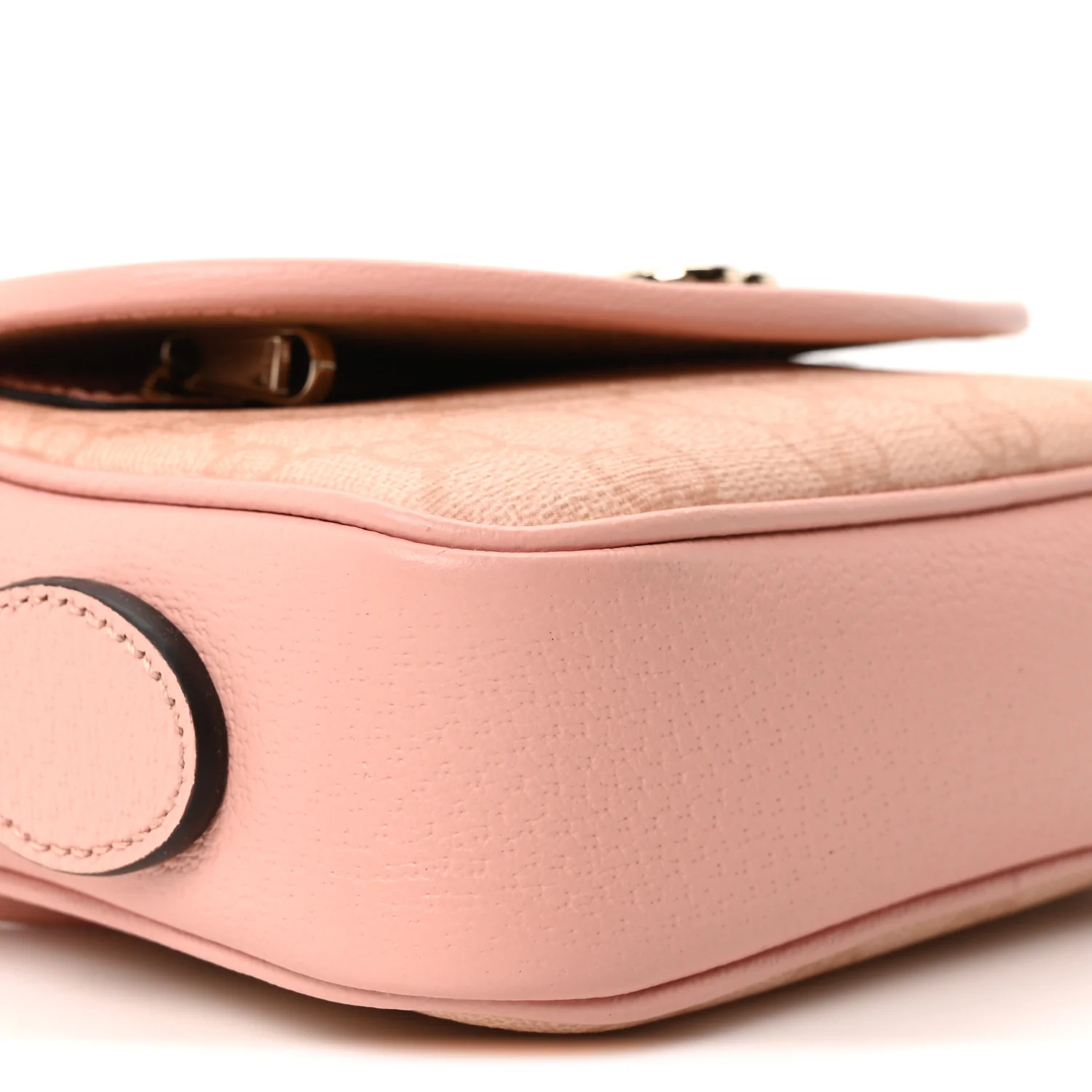 GG Supreme Monogram Textured Dollar Calfskin Mini Ophidia Flap Shoulder Bag Rose Pink - Top Club