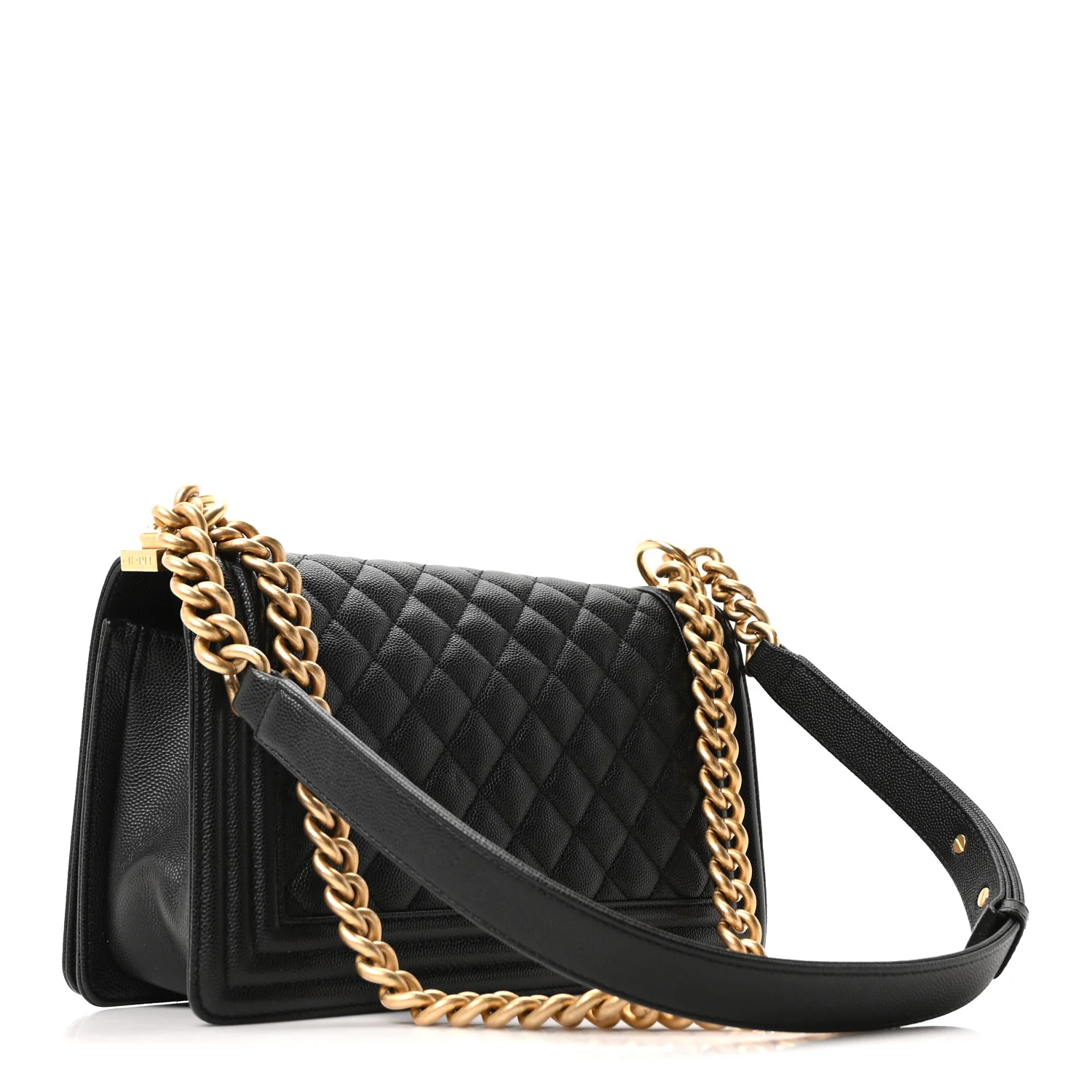 Caviar Quilted Medium Boy Flap Black - Top Club