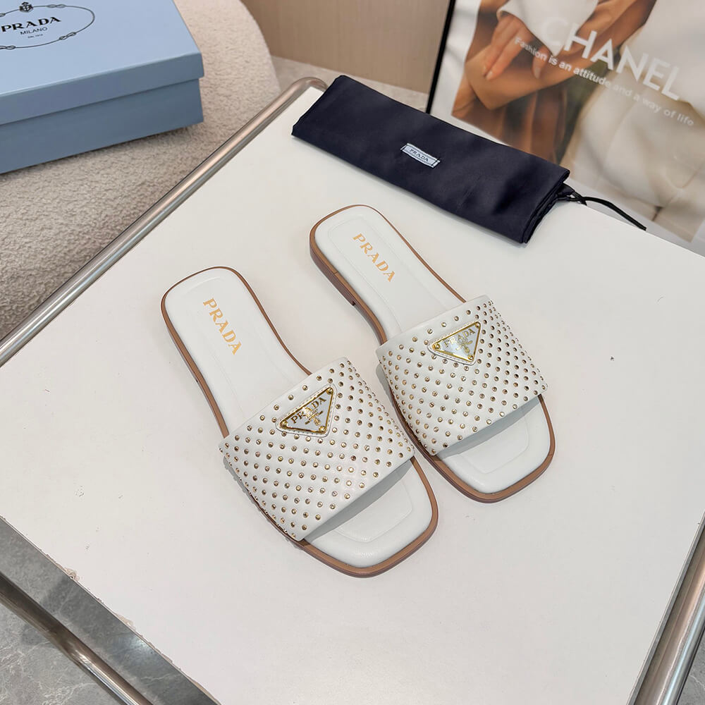 Prada Nappa leather slides with studs - Top Club