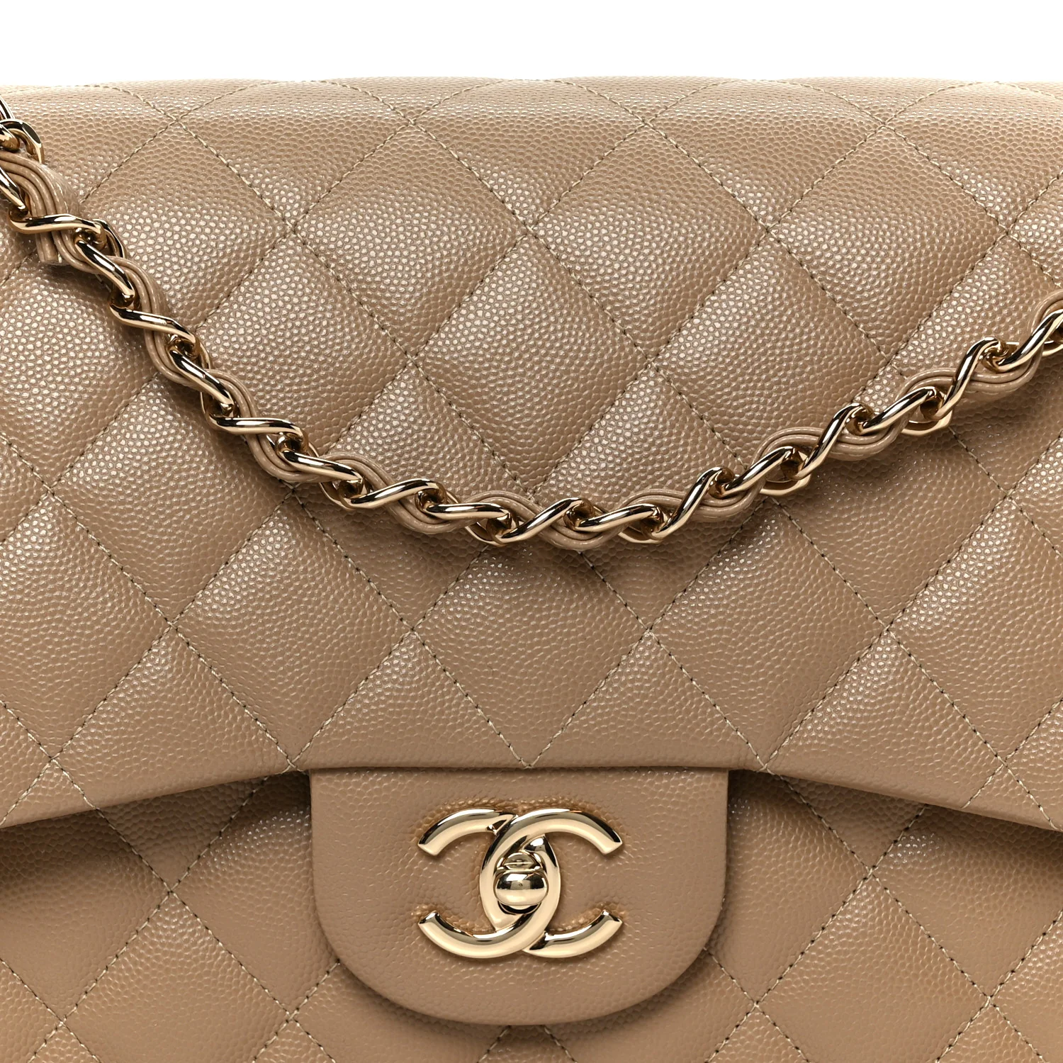 Caviar Quilted Jumbo Double Flap Dark Beige - Top Club