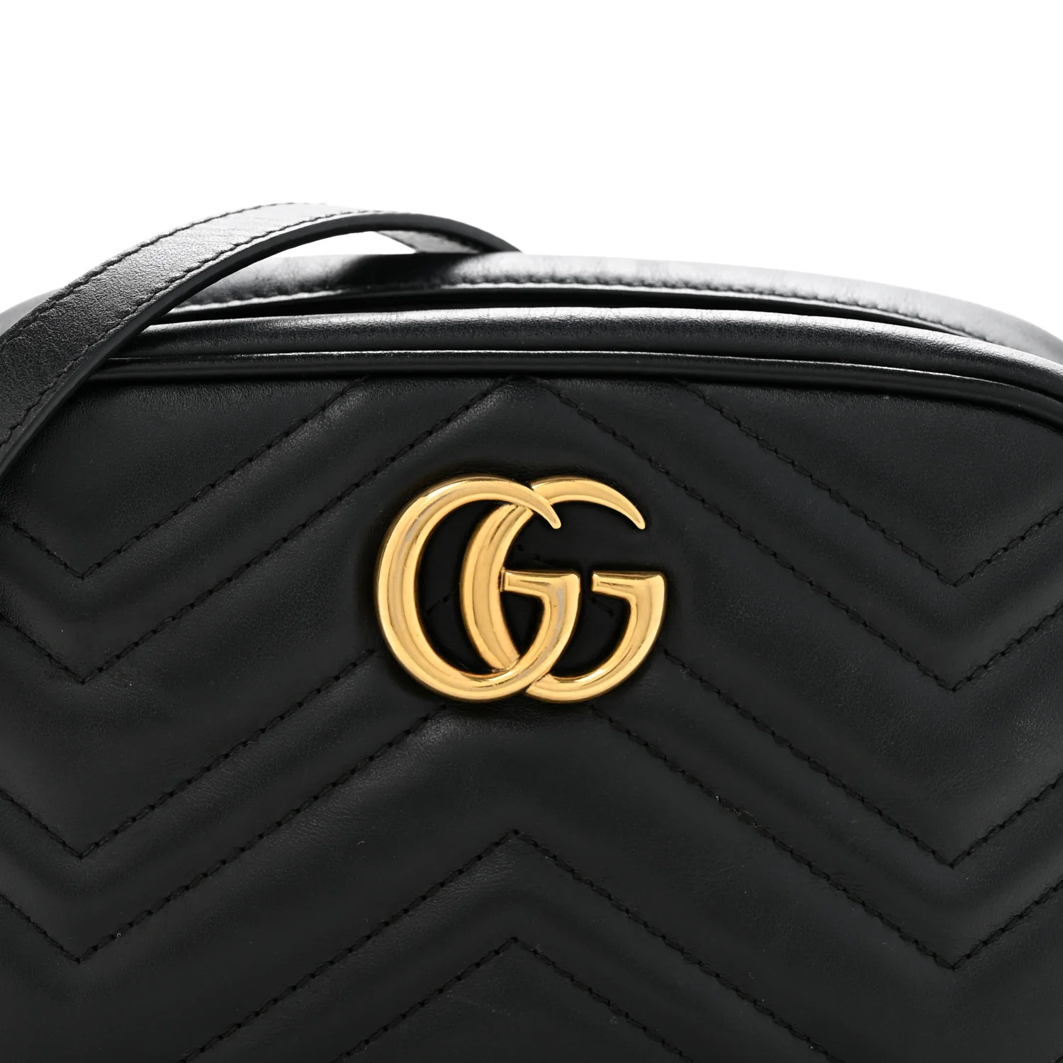 Calfskin Matelasse Mini GG Marmont Chain Shoulder Bag Black - Top Club